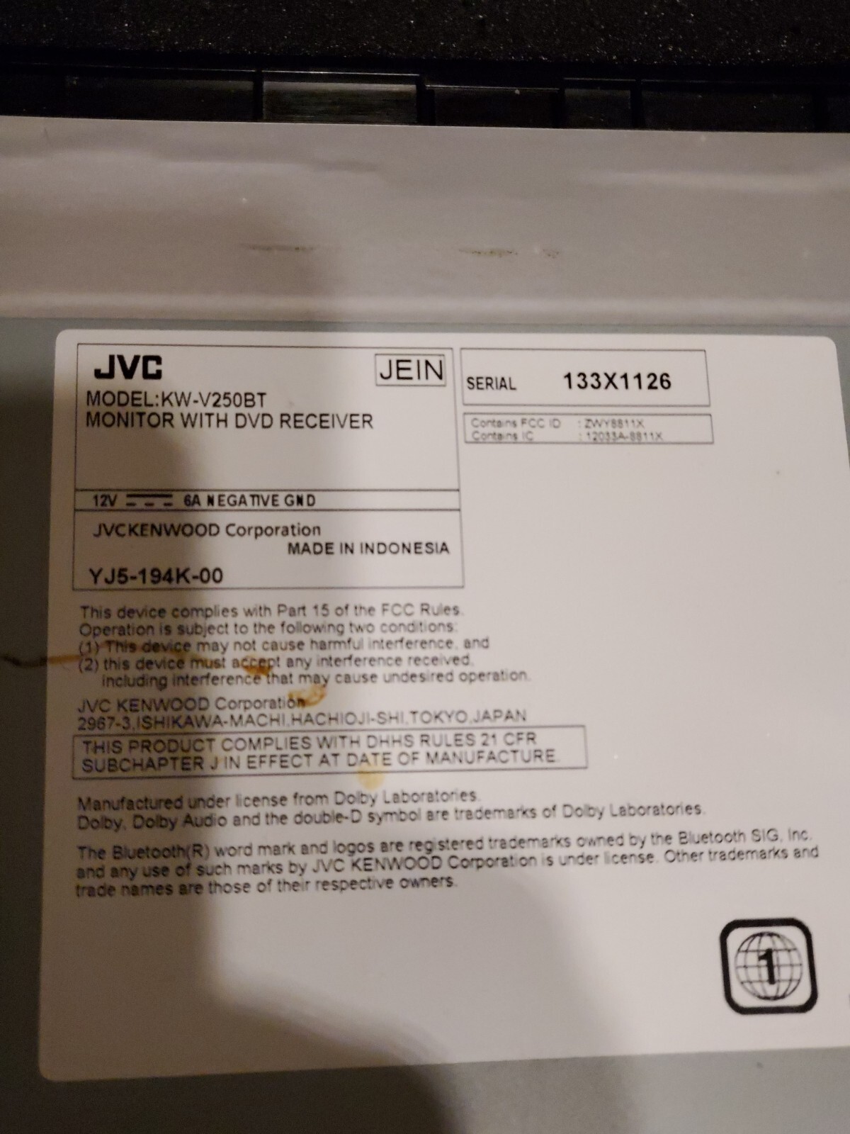 JVC KW-V25BT 6.2″ Touchscreen Multimedia Receiver