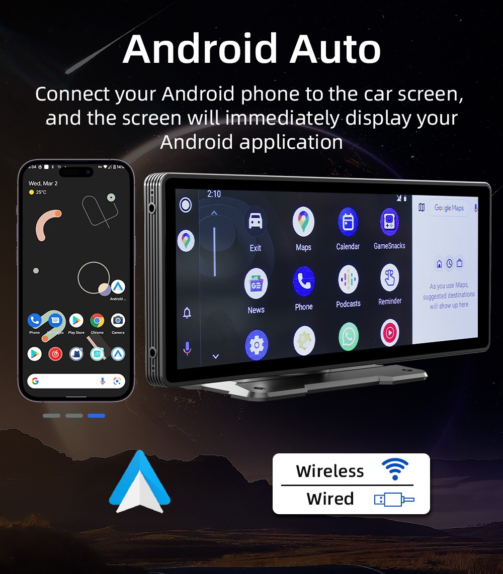 10.26″ Portable Car Stereo Wireless Apple CarPlay Android Auto IPS Screen Radio