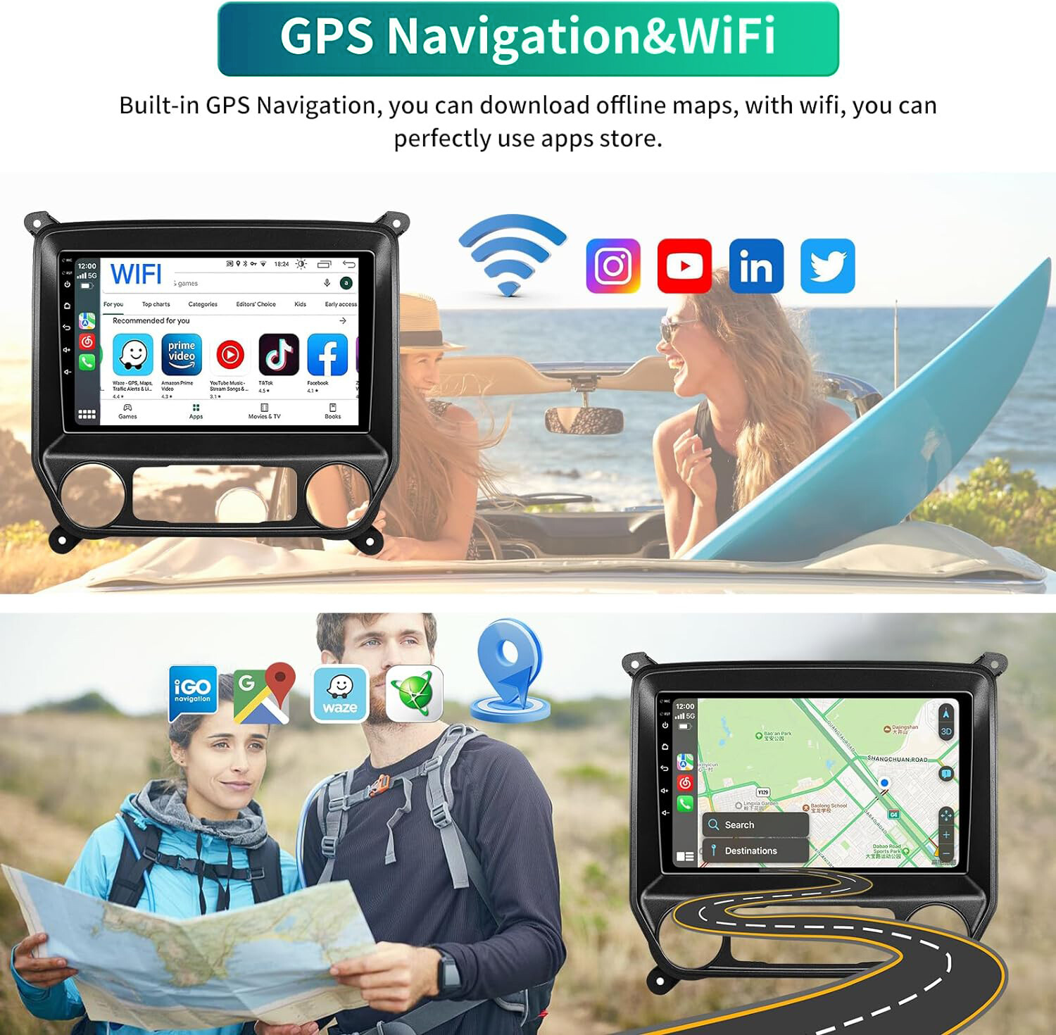 Apple Carplay For 2014-2018 Chevrolet Silverado GMC Sierra Car Stereo Radio GPS