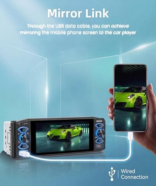 5 Inch Single Din Car Stereo MP5 Multimedia Player with Wireless Carplay
