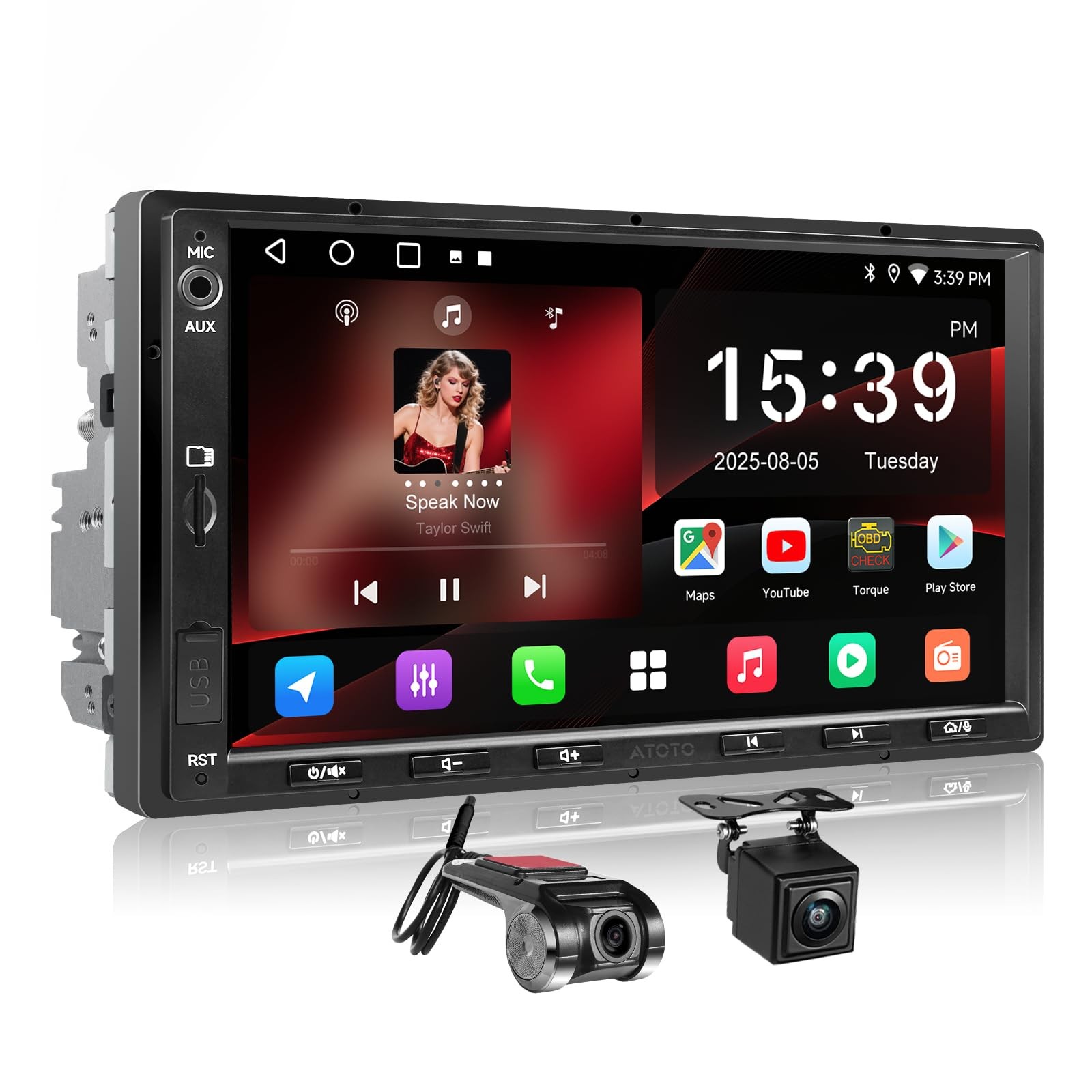 ATOTOZONE A5L 7″ 2+32GB Android Double Din Car Stereo, LRV Backup Camera&1080…