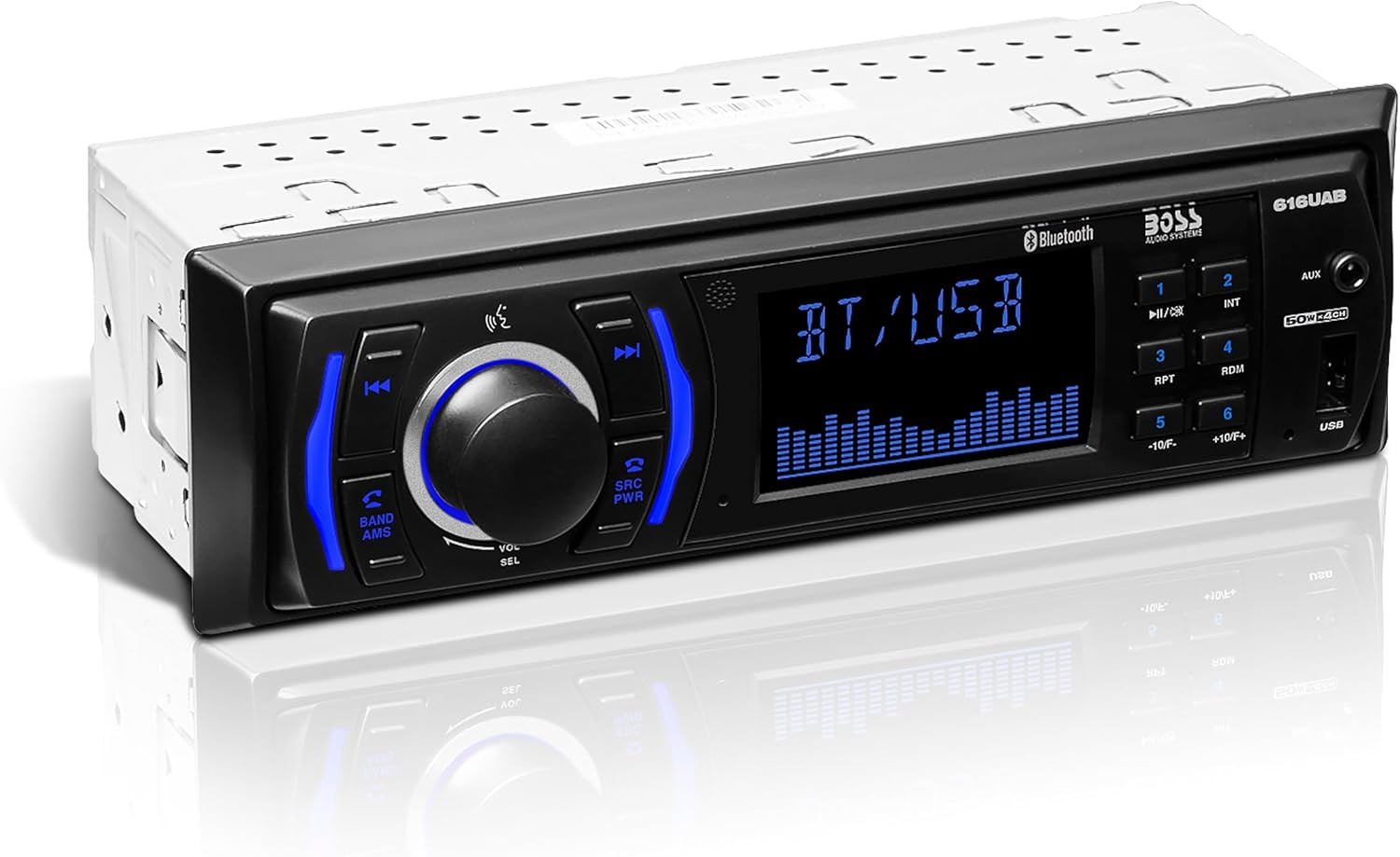 616UAB Car Stereo Bluetooth Single DIN MP3 USB Aux-In AMFM