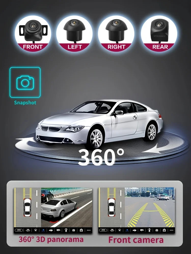 360° Panoramic Night Vision Camera,AHD720P/1080P, Compatible Android Car Radios