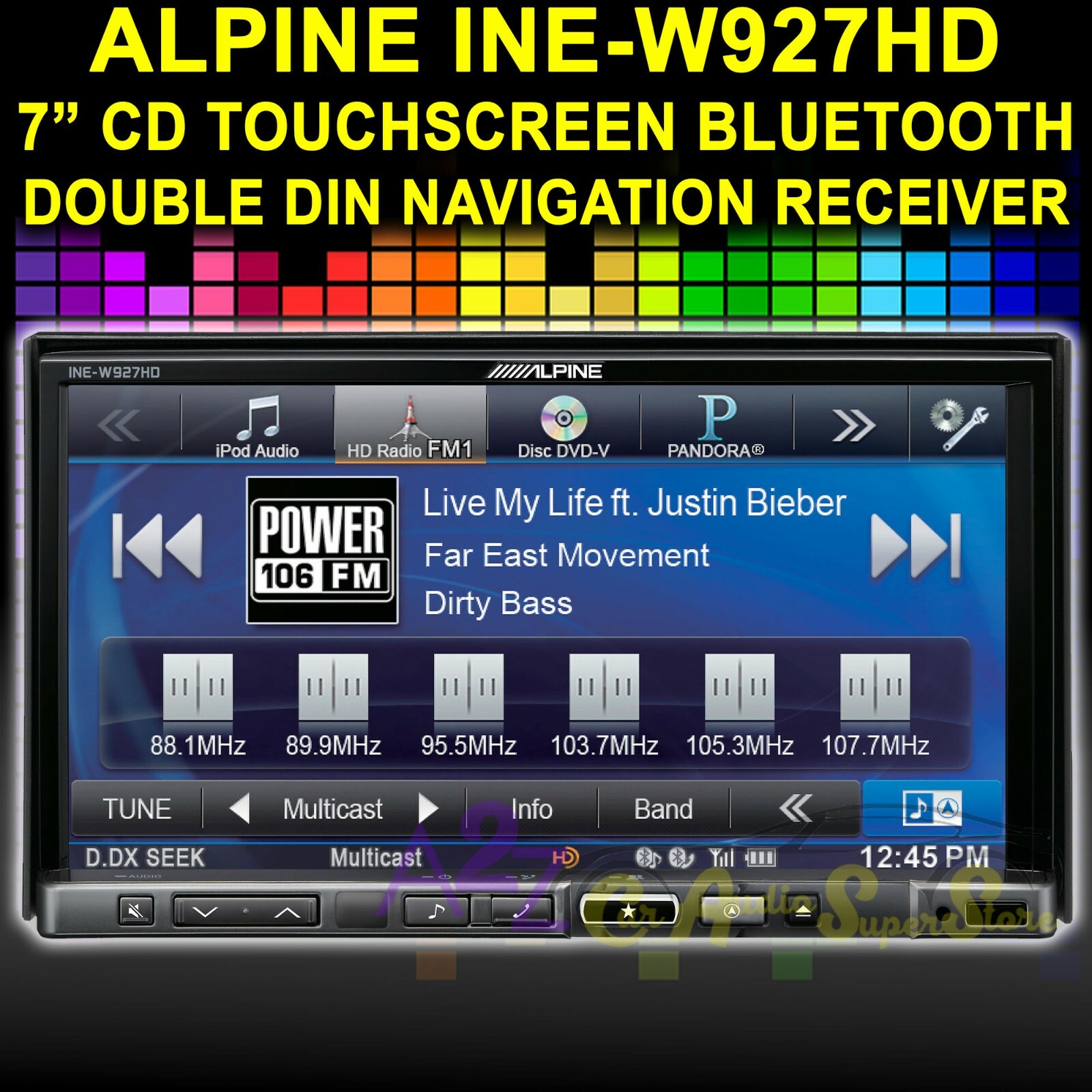 ALPINE INE-W927HD CD DOUBLE DIN 7 INCH TOUCHSCREEN BLUETOOTH NAVIGATION RECIVER