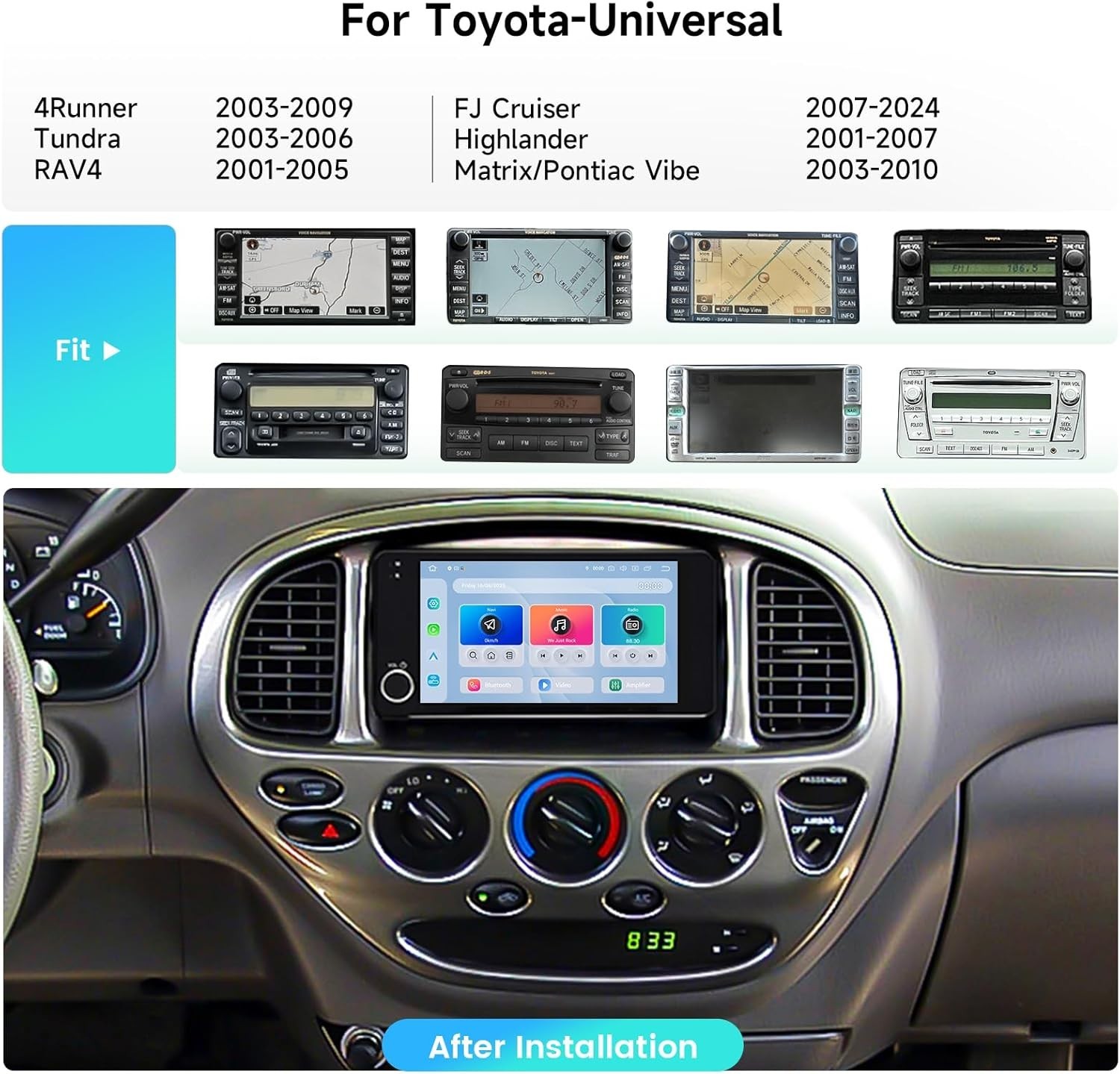 Dasaita 7” Double Din Car Stereo for Toyota Universal Radio WiFi Head Unit GPS