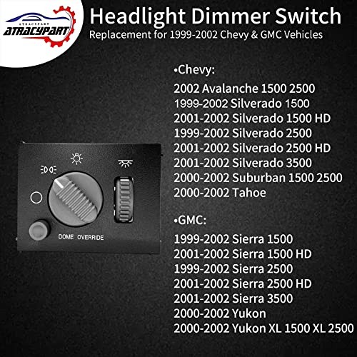 Headlight Switch Dimmer Switch Headlight Switch – 15755595 Gray – 1999-2002