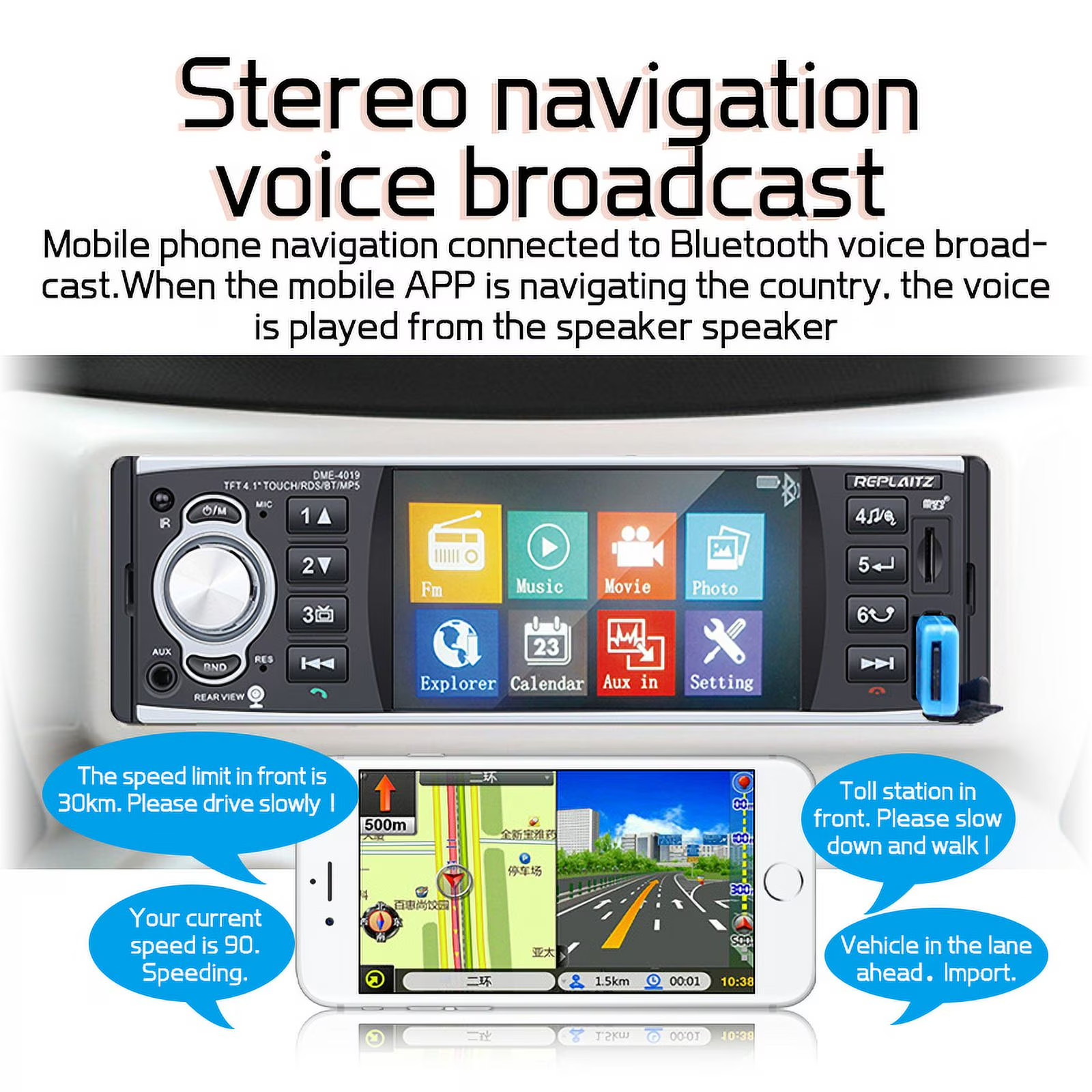 Estereo De Pantalla con Bluetooth Para Coche Carro Auto MP5 Player USB/SD/AUX/FM