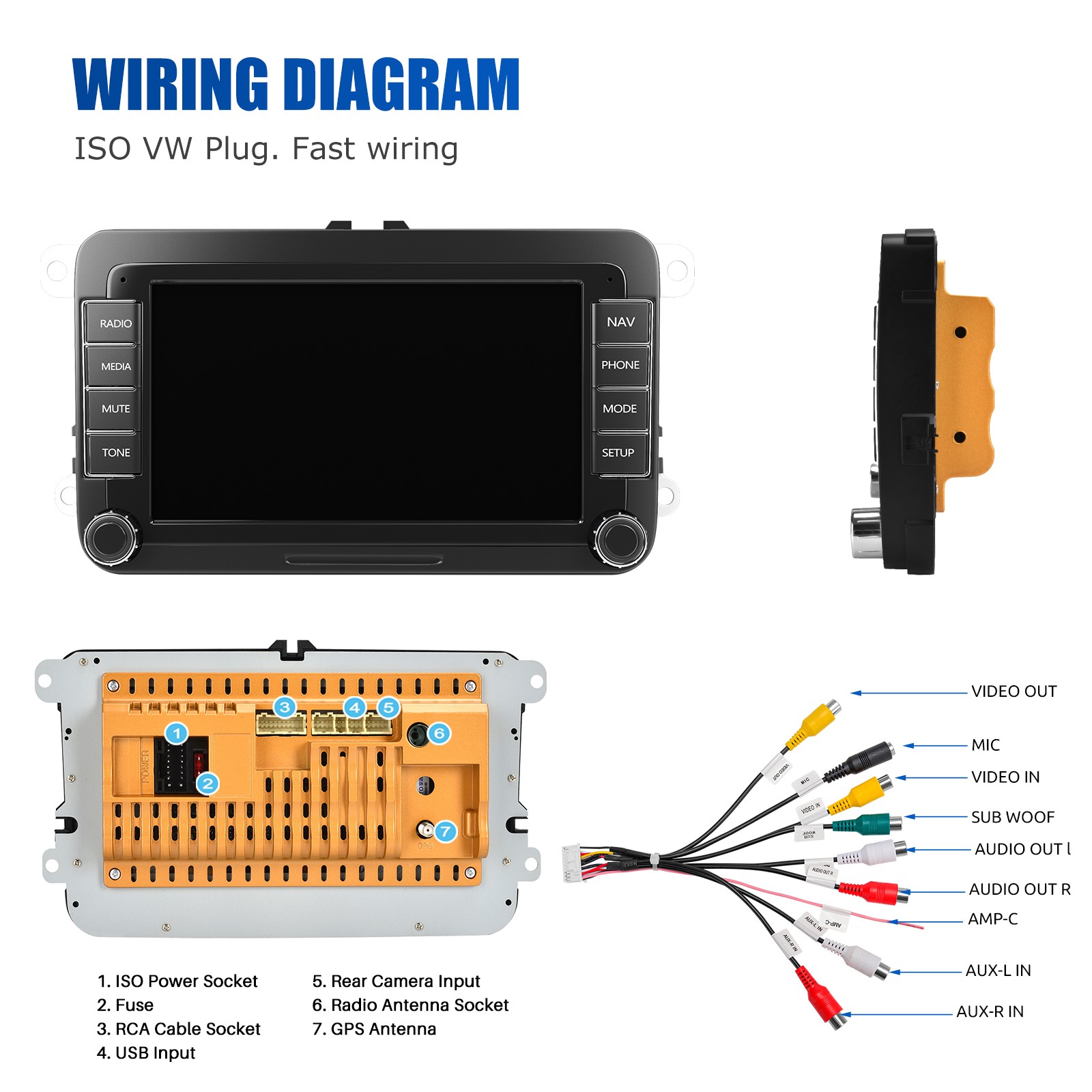7″ Fit Apple Carplay Car Stereo Radio Android 14 GPS MP5 Player For VW GOLF MK5