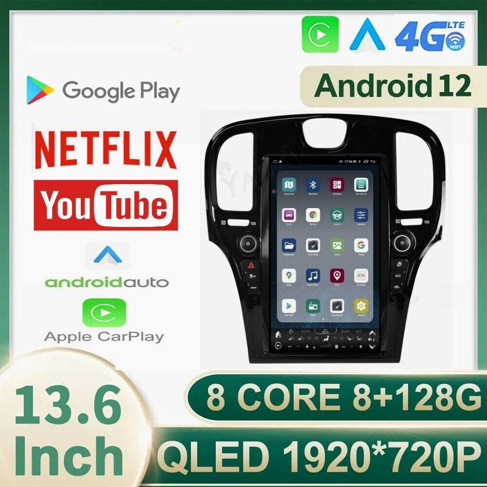 13.3″ Android 12.0 Tesla Style Car Gps Navigation For Chrysler 300c 300s 8+128g