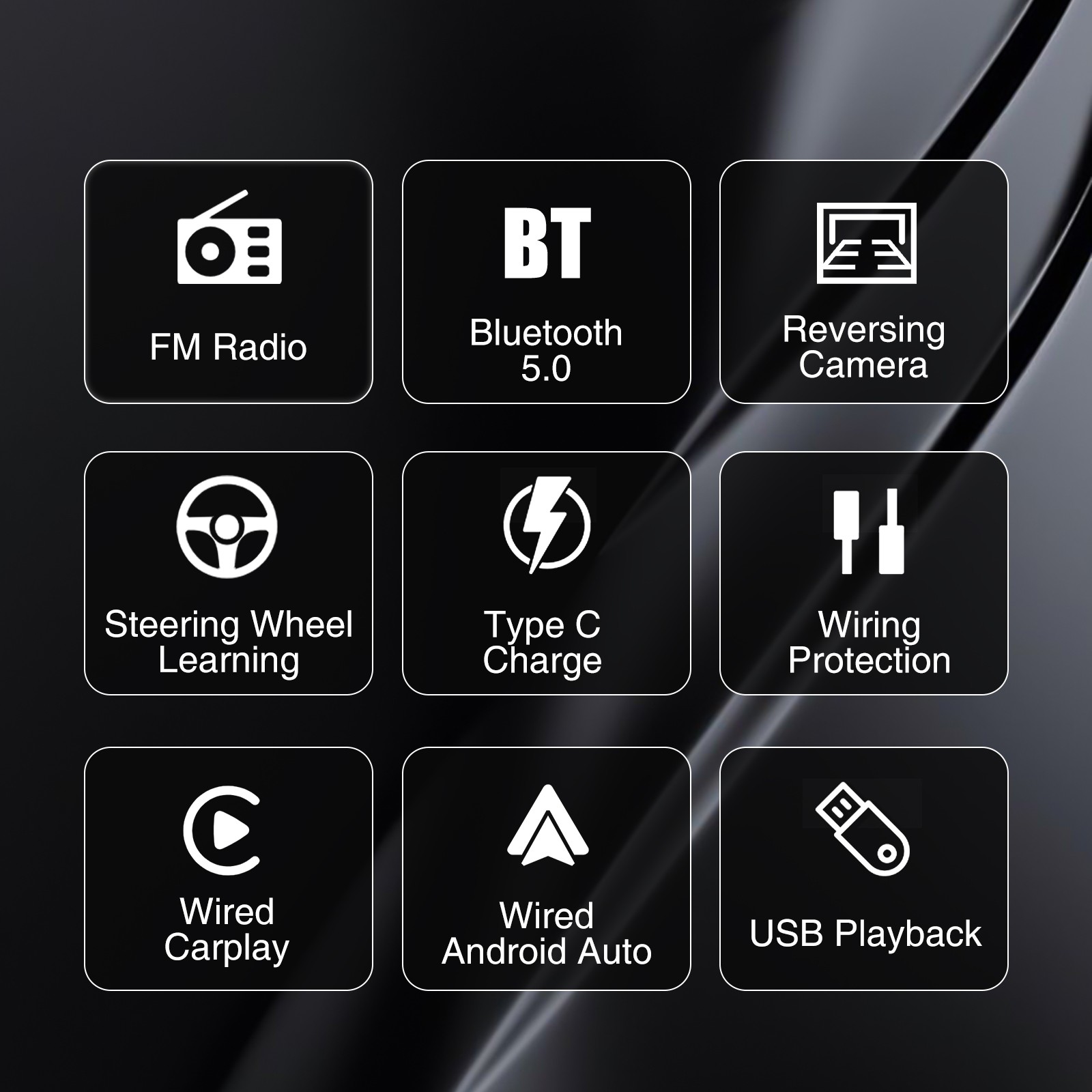 6.86″ Single Din Touchscreen Car Stereo with Wireless Apple Carplay Android Auto
