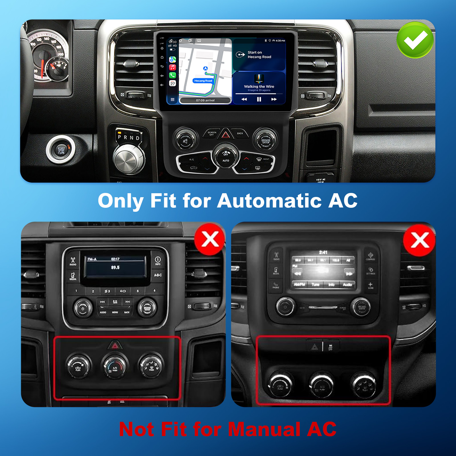 8Core 4+64G Dodge Ram1500/2500/3500 2013-2019 9″ Android14 Radio,CarPlay Auto,AM