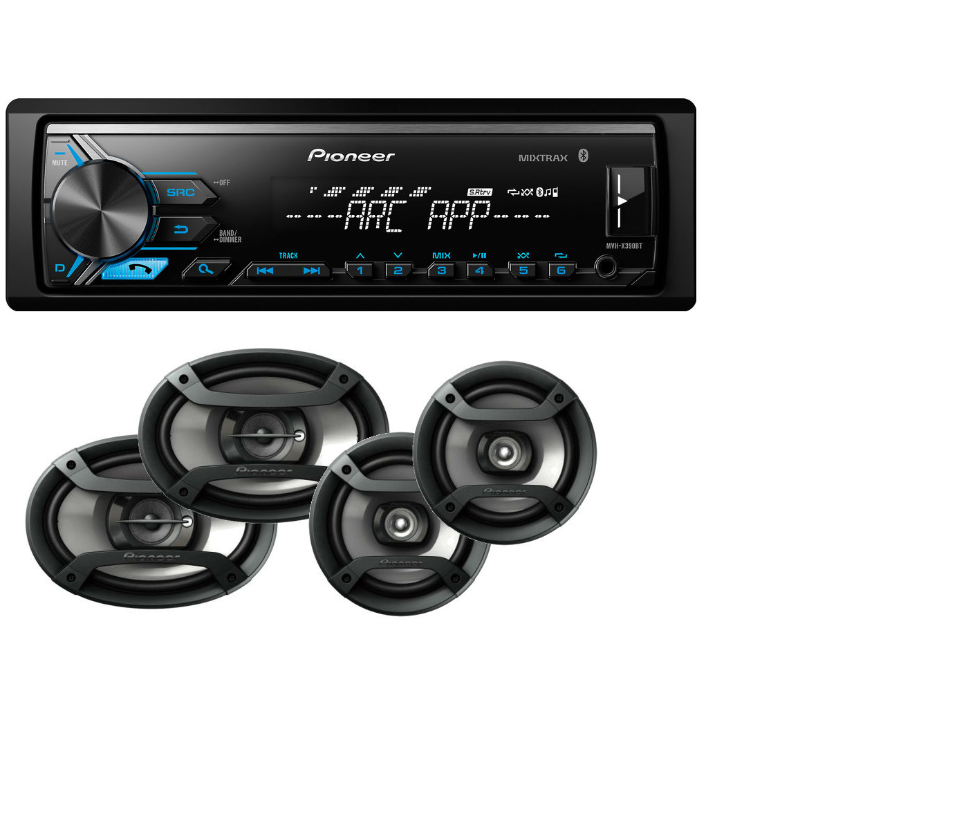 Pioneer Car Stereo Digital Media Receiver Bluetooth USB Aux+6.5″ & 6×9″ speakers