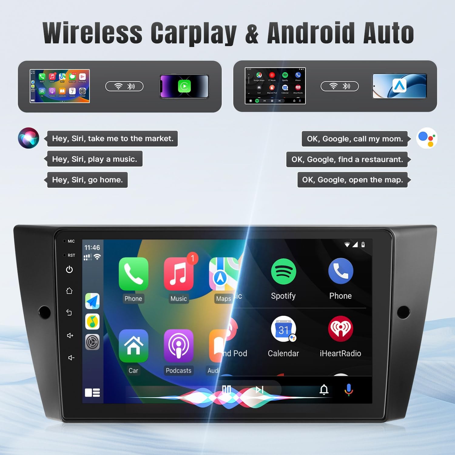 4+64G Car Radio Stereo carplay for BMW 3 Series 328i E90 E93 2006-2011 1280*800