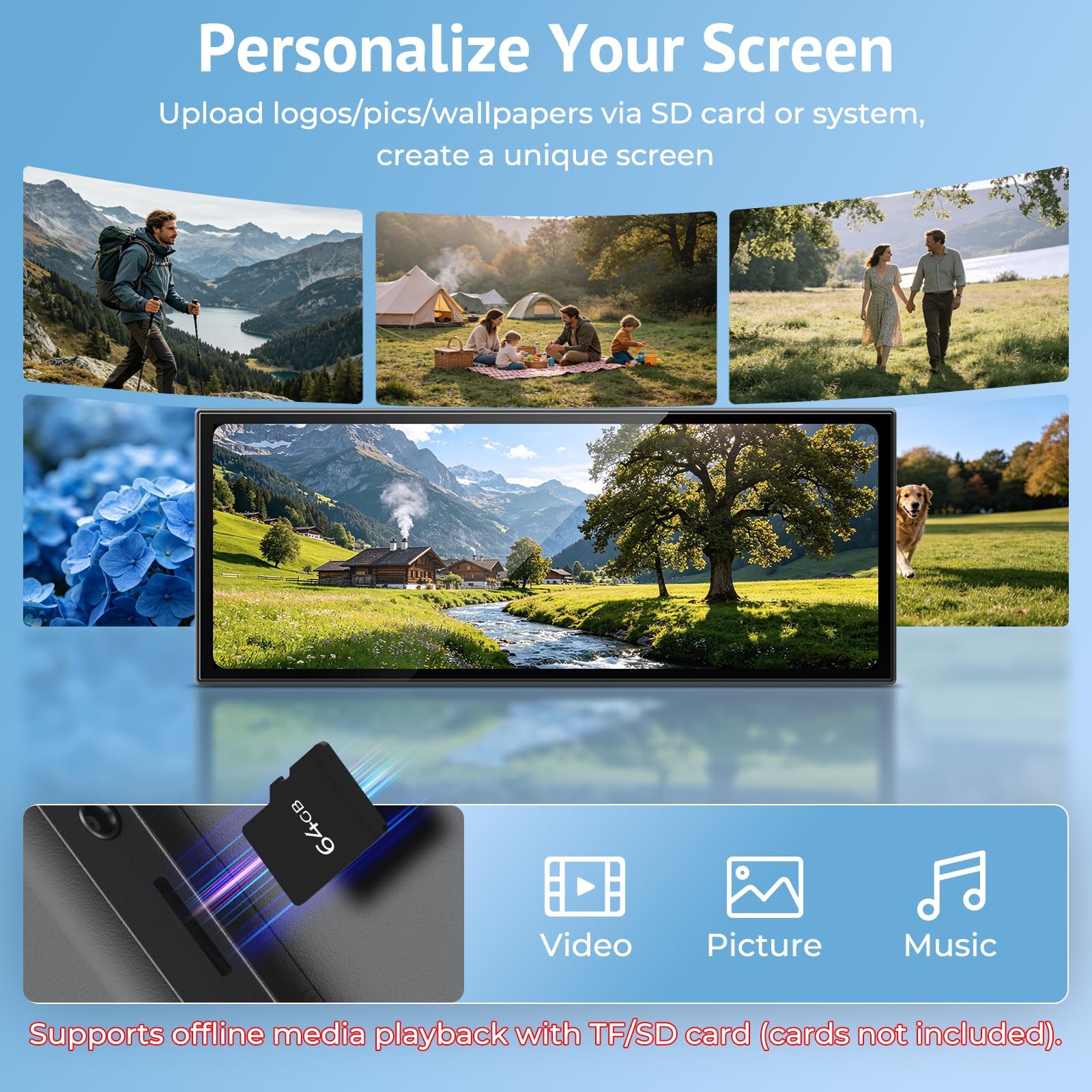 11.26″ CarPlay Screen for Car, Built-in N-etflix/YouTube/TikTok, Car Stereo f…