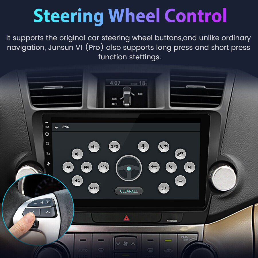 For Toyota Highlander 2008-2013 Android 13 Car Radio JBL Support Backup Cam SWC