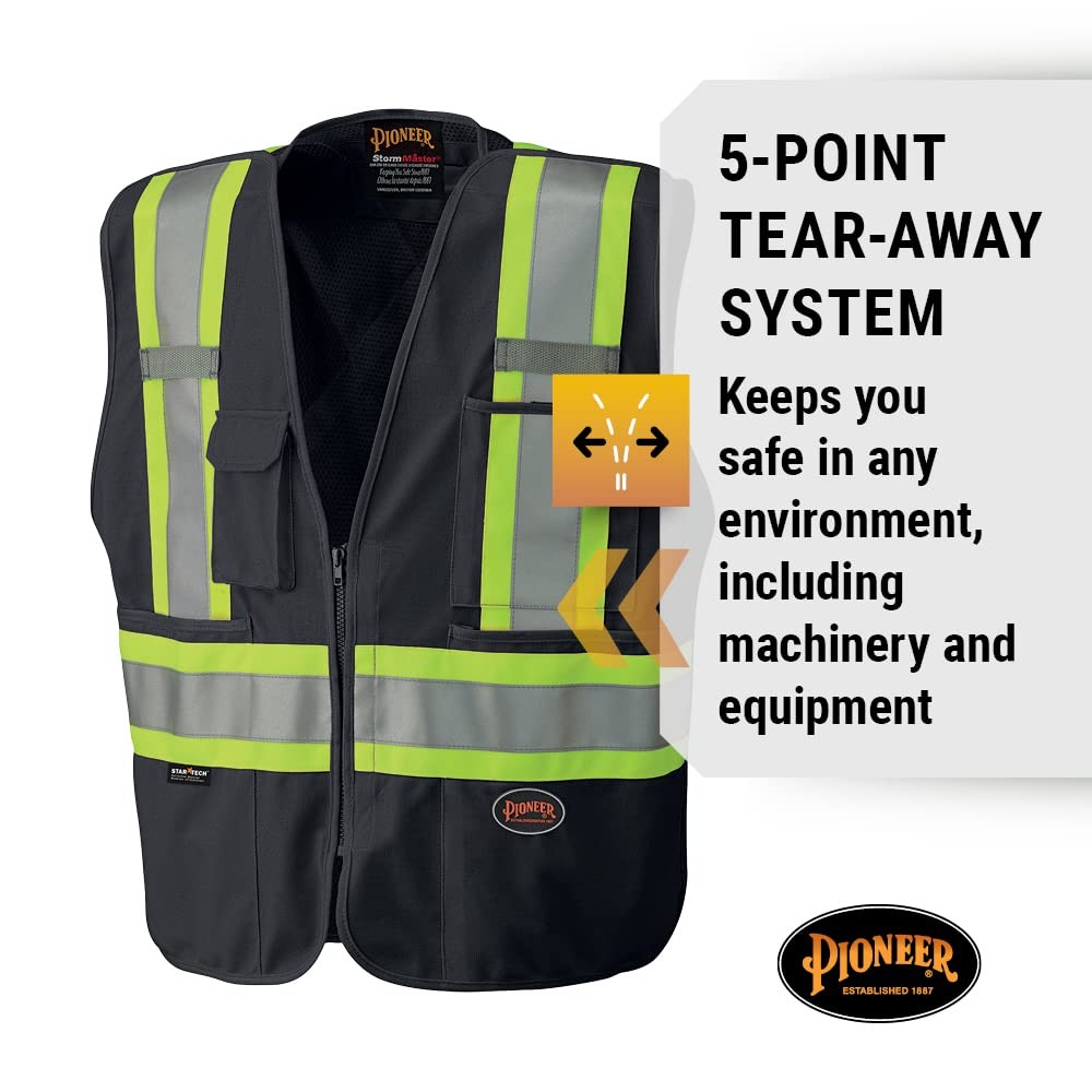 Hi Vis Tear-Away Mesh Back Safety Vest for Me – Reflective Tape, 4 Pockets – …