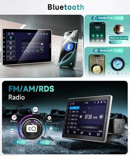 10.1 inch Single Din Car Stereo with AM/FM/RDS Wireless Carplay Android Auto,