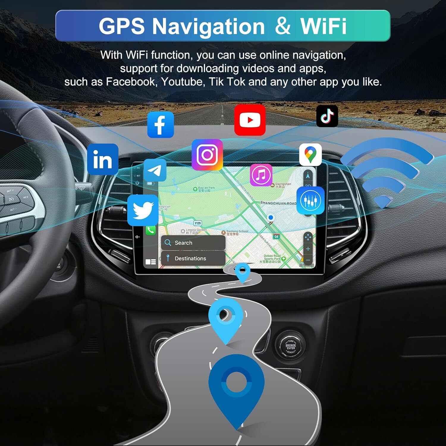 32G For Jeep Compass 2017-2019 Carplay Car Stereo Radio GPS Android Auto1280*800
