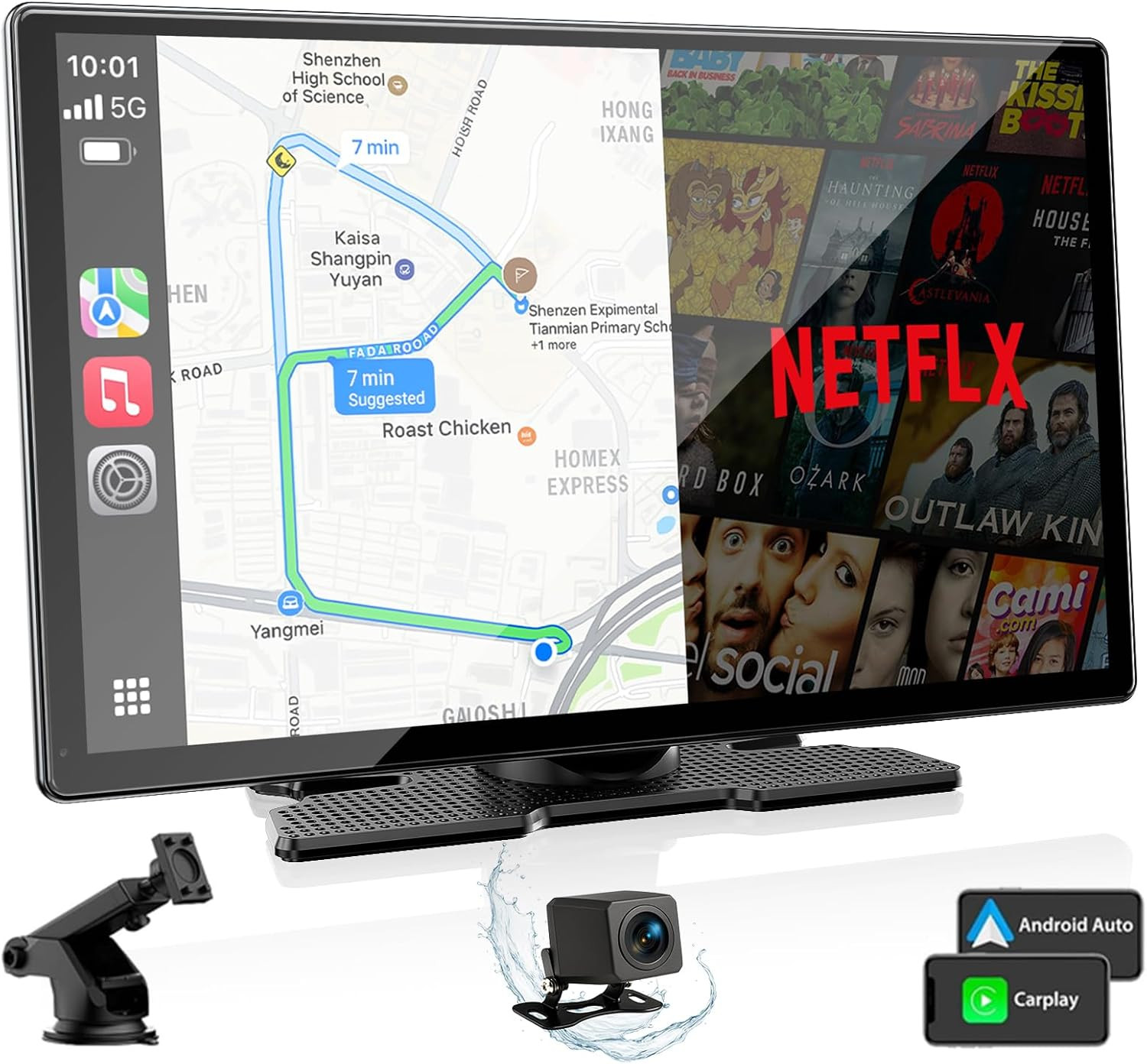 9” Carplay Screen with Net-Flix Youtube and 1080P Backup Camera Upgraded Androi