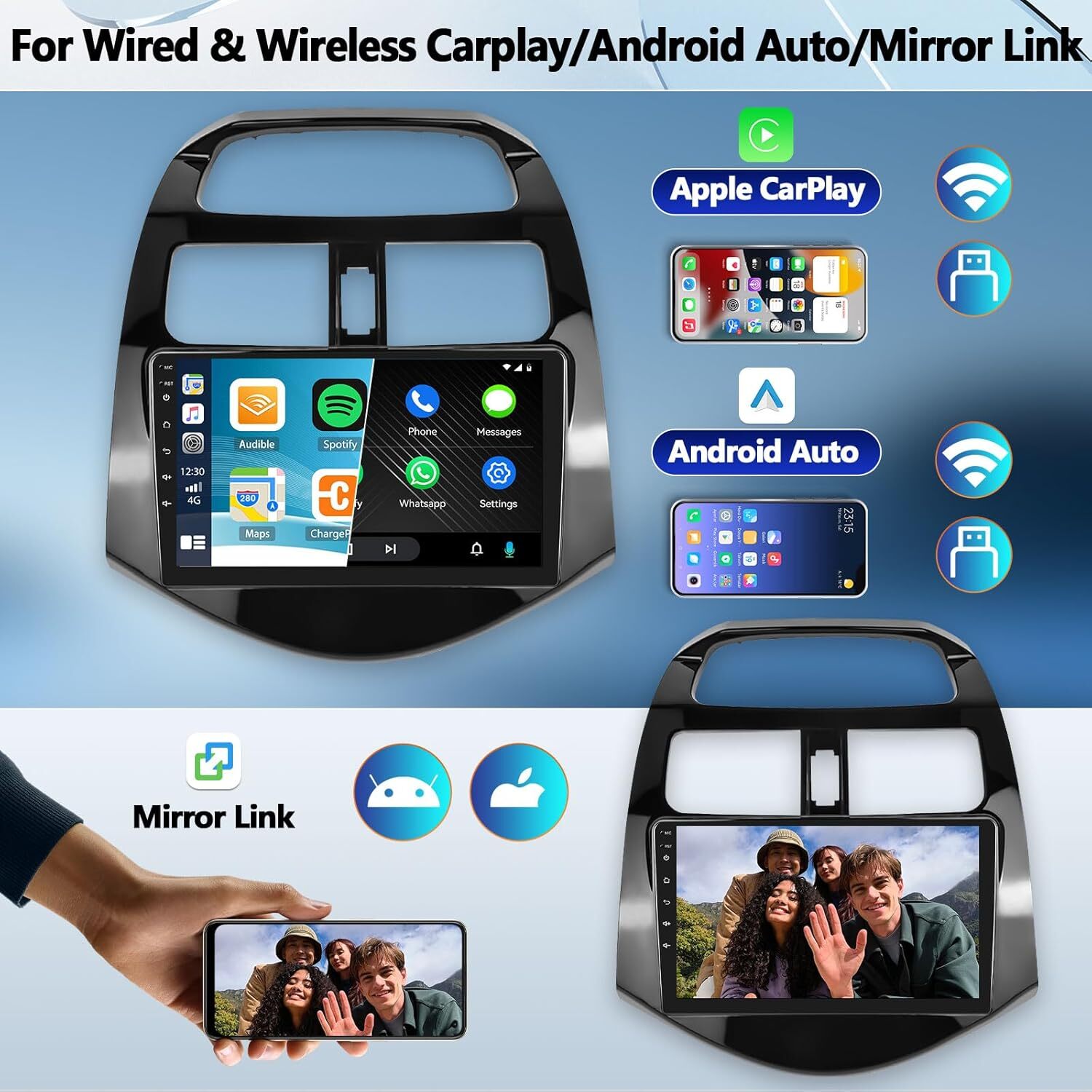 For Chevrolet Spark 2013-2015 Apple Carplay Android Car Radio Stereo GPS Player