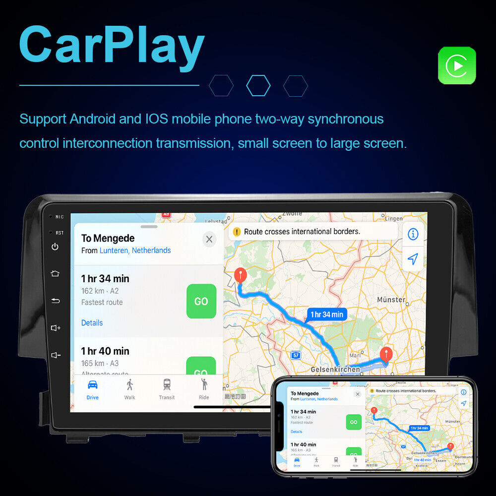 64G Android 15 Carplay Stereo Radio GPS For Honda Civic 2016 2017 2018 2019 2020