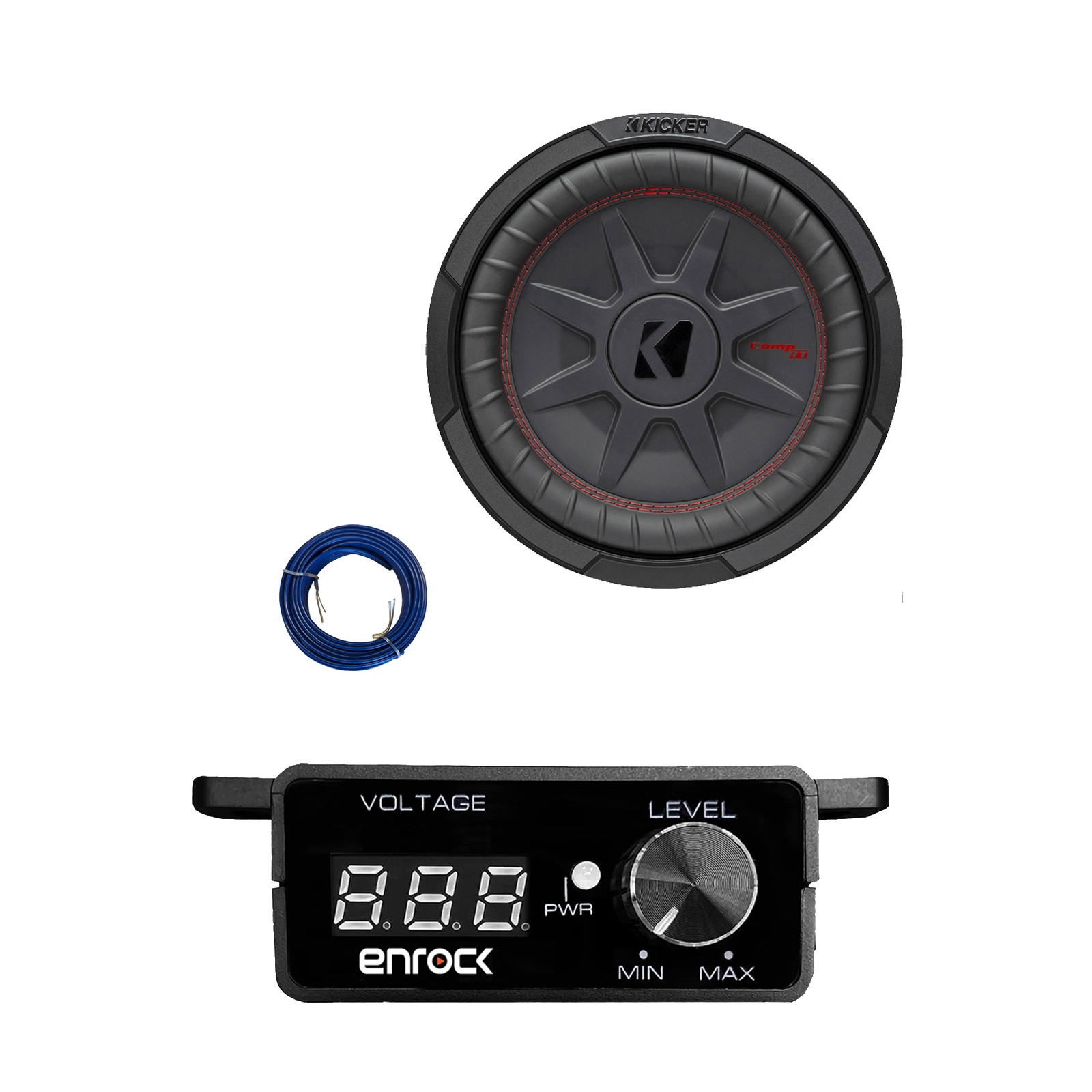Kicker 6.75″ 300 Watt 4-Ohm DVC Car Audio Subwoofer, Bass Knob with Wire