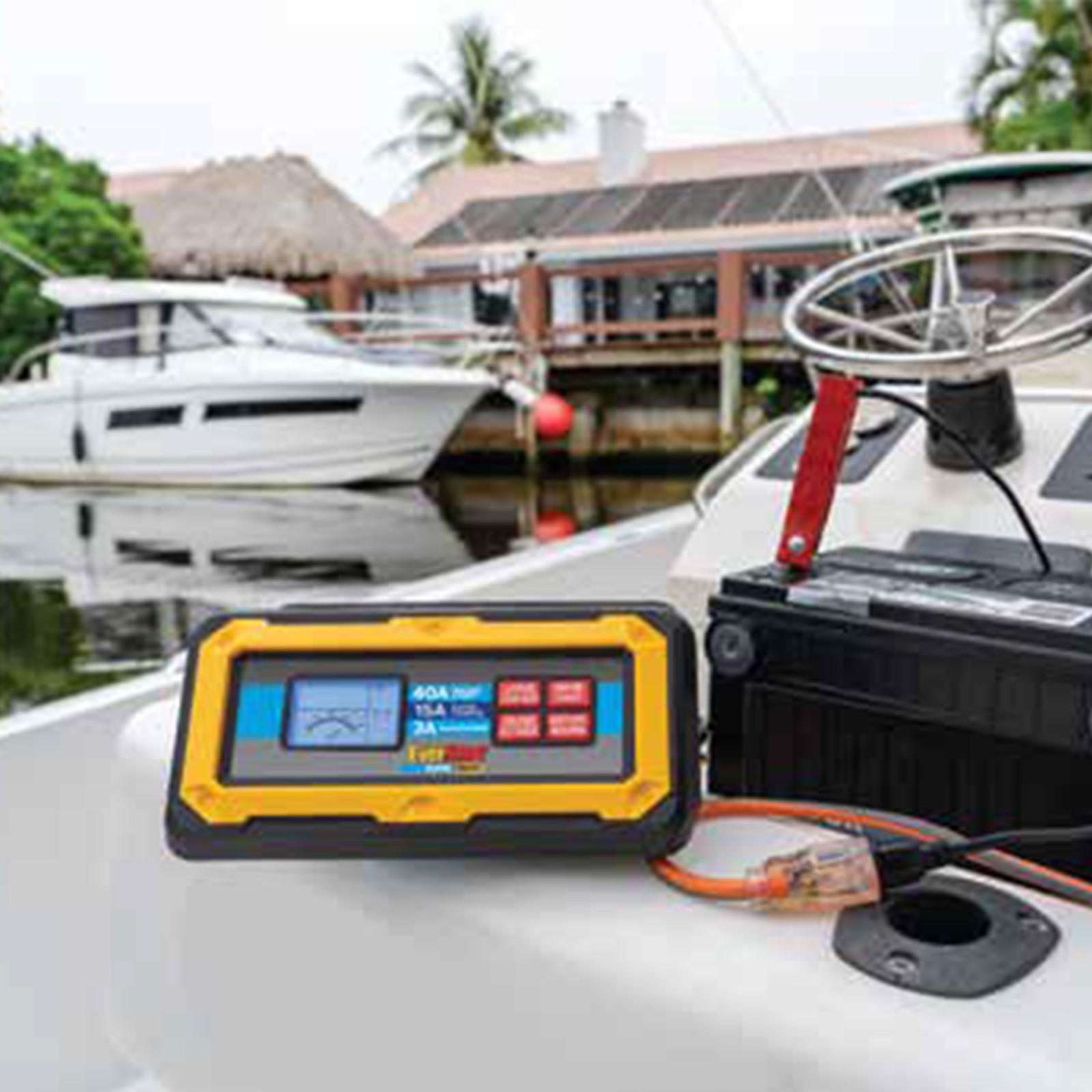 Car Battery Charger 40 Amps Automotive Boat Marine Maintainer Diagnostic Tool