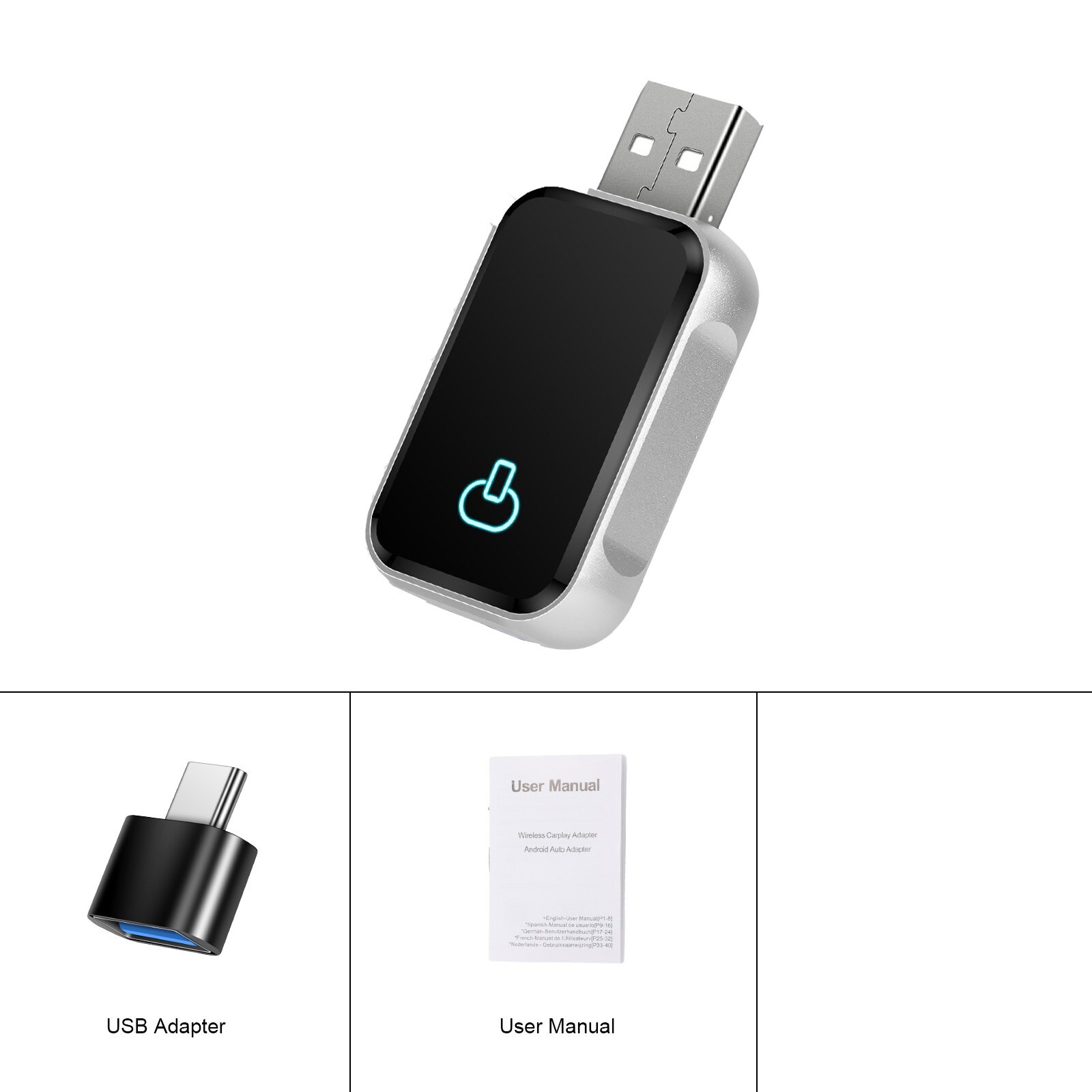 Wired to Wireless CarPlay & Android Auto Adapter – Plug & Play, Fast Connection