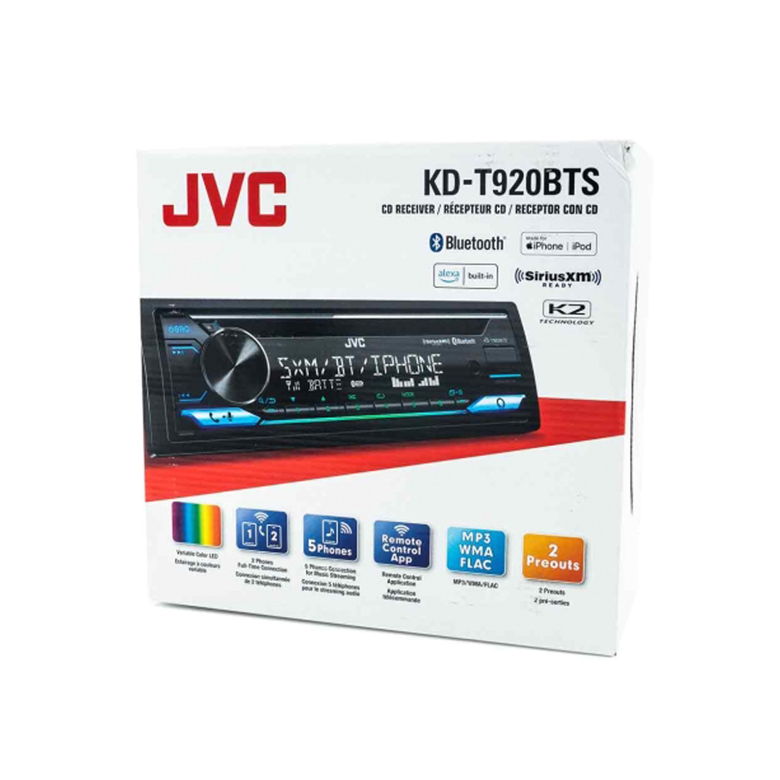 JVC KD-T920BTS Single DIN AM/FM Radio USB Bluetooth CD Player Car Receiver