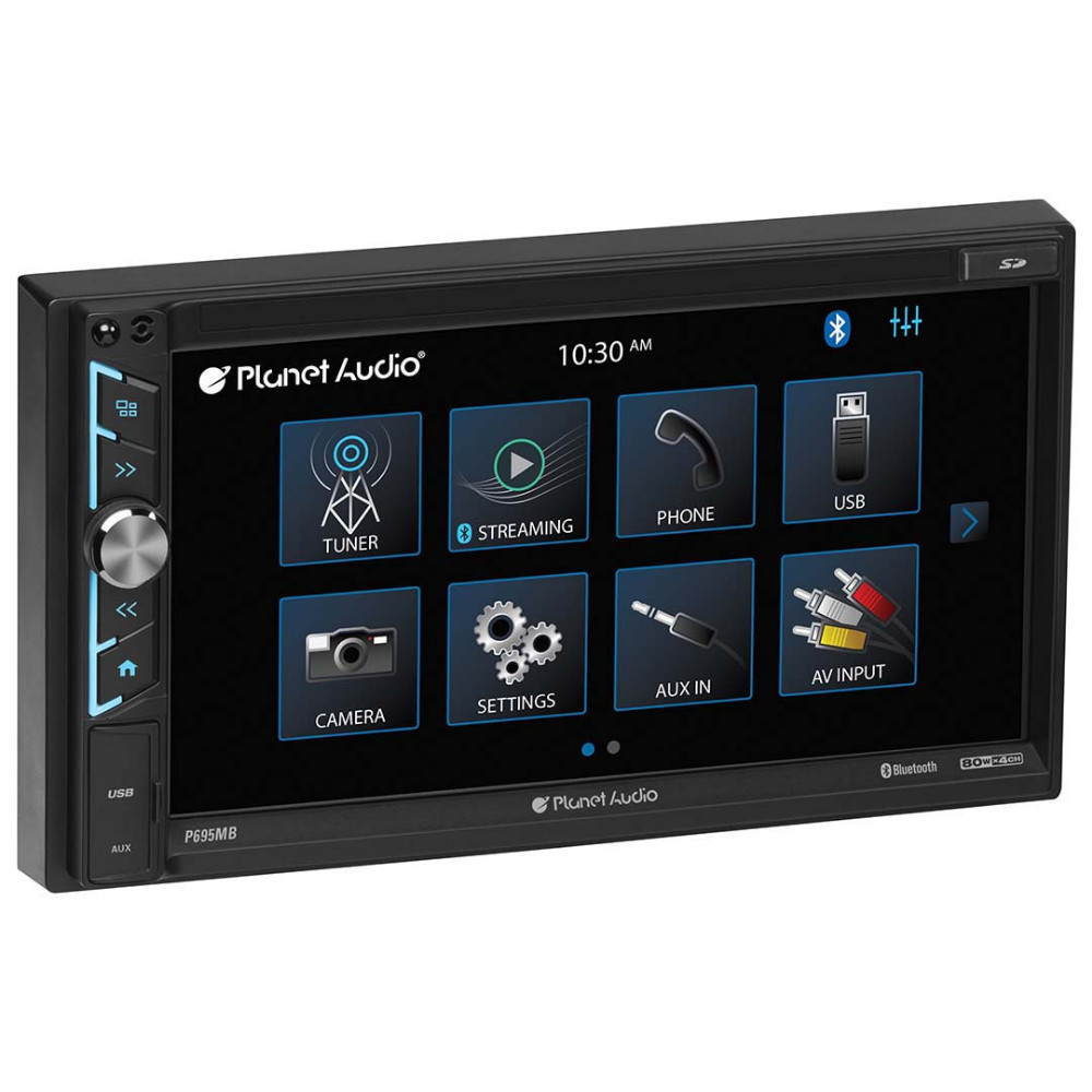 Planet Audio 2 DIN 6.95-inch Mechless Car Head Unit with Bluetooth (No CD/DVD)