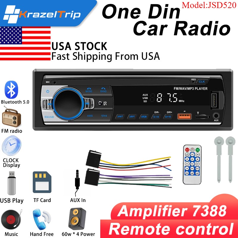 Bluetooth Car Stereo Audio In-Dash FM Aux Input Receiver SD USB MP3 Player Radio