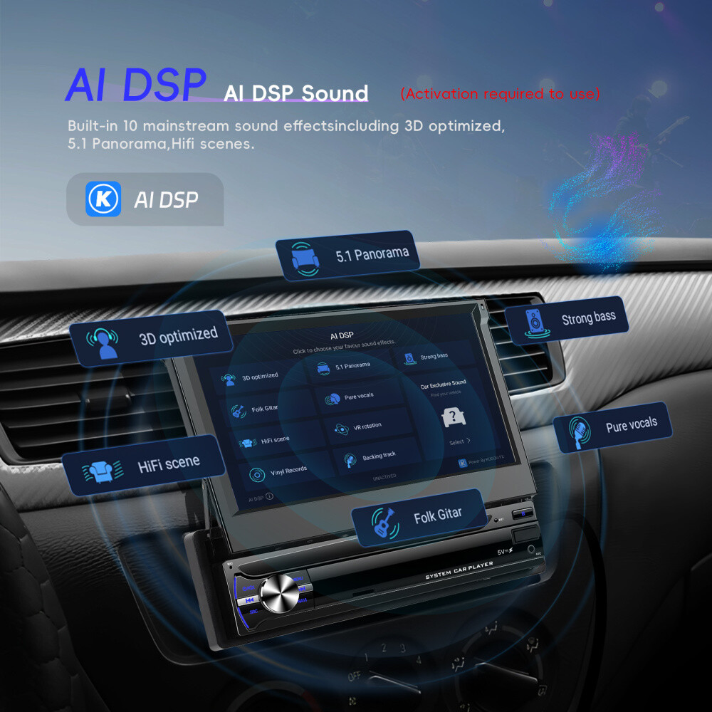 7” 4+64GB Android 15.0 Single 1 Din Car Stereo Radio GPS Navi WIFI FM RDS CAM