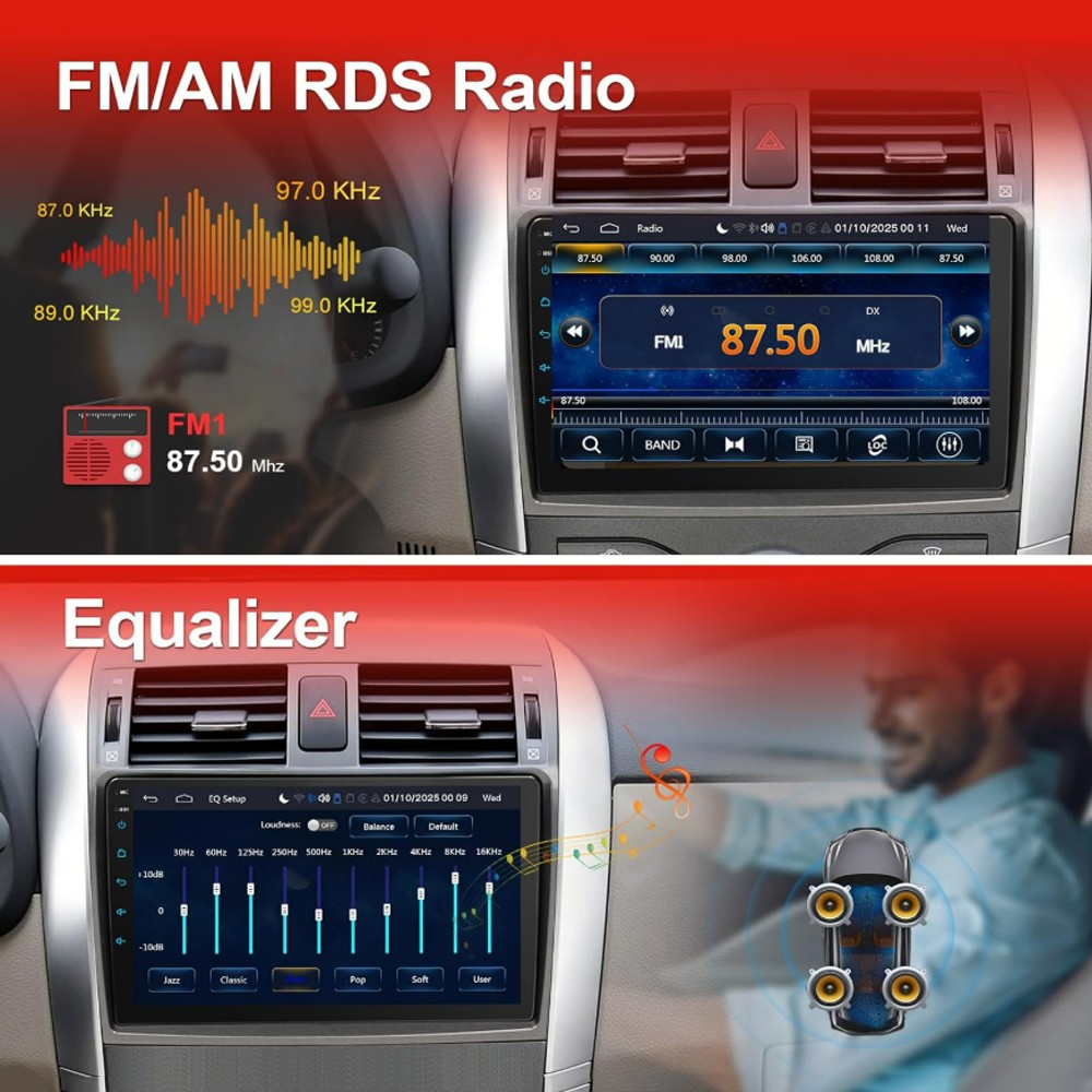 9″ Android 2 Din Car Radio GPS Navi WIFI 1+16G BT Multimedia Player for Toyota