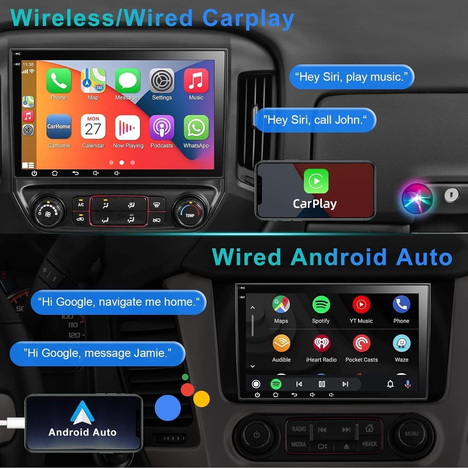 Radio Carplay For 2009-2012 GMC GPS Navi Back Camera Backup Cam FM RDS
