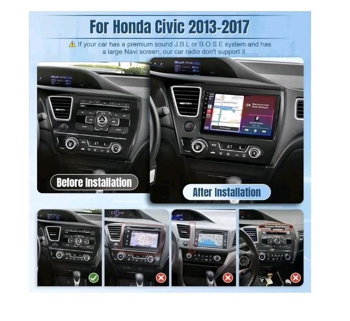 9″ CarPlay Android Auto 2+32G Car Radio Stereo for Honda Civic 2013-2017