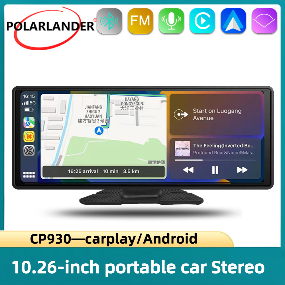 10.26 inch Portable Car Stereo Wireless Carplay Android auto Mirror Link GPS BT