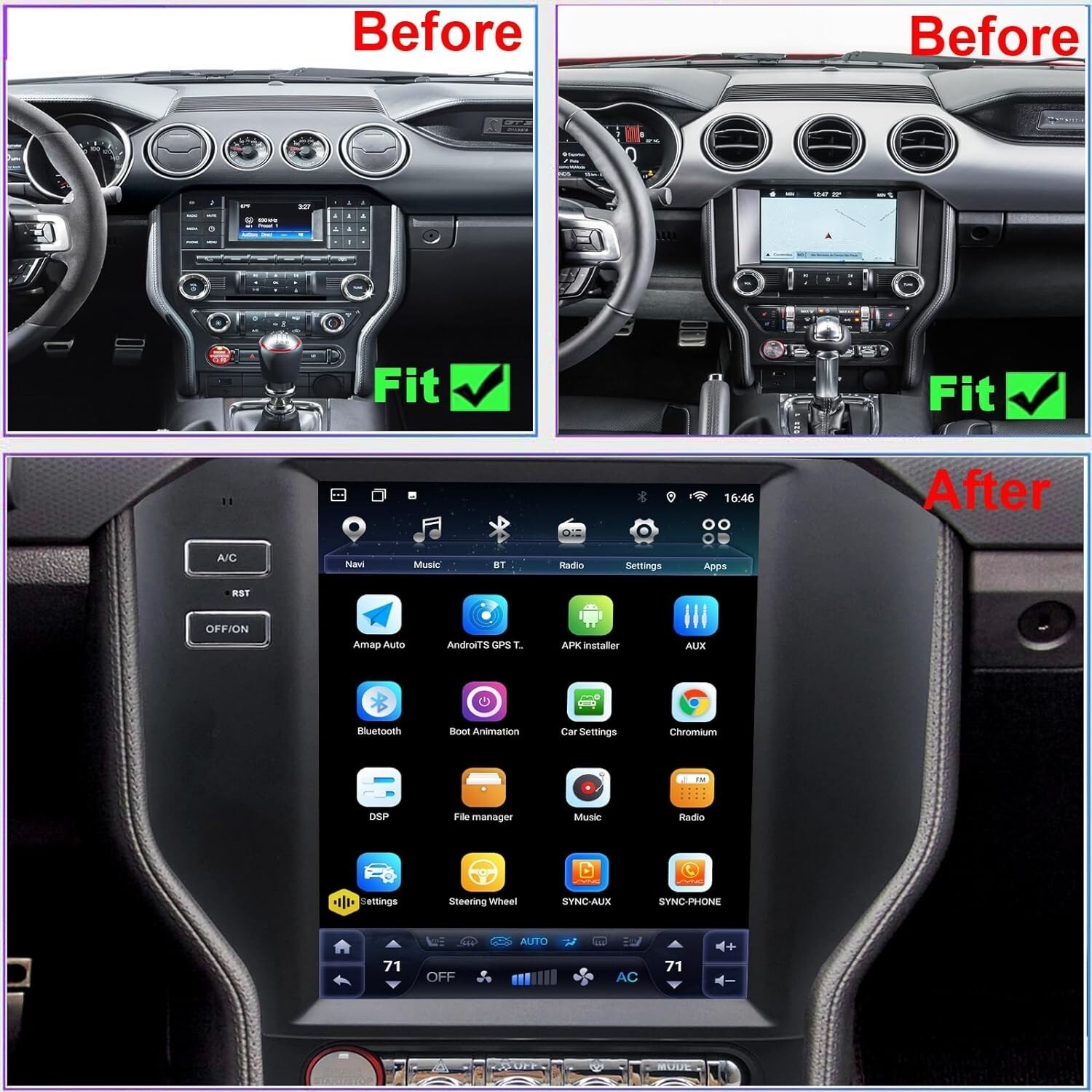 9.7 inch For Ford Mustang Android Car Radio Stereo Touch Screen GPS Navigation