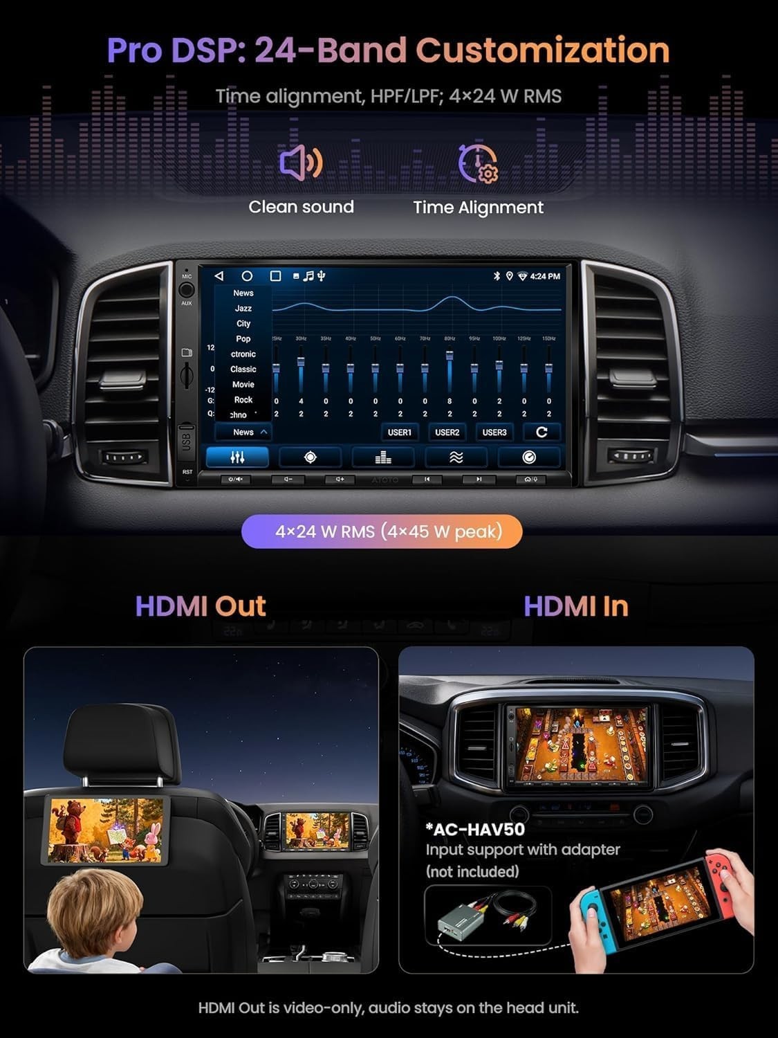 Wireless CarPlay Android Auto Car Stereo 2+32GB Touchscreen