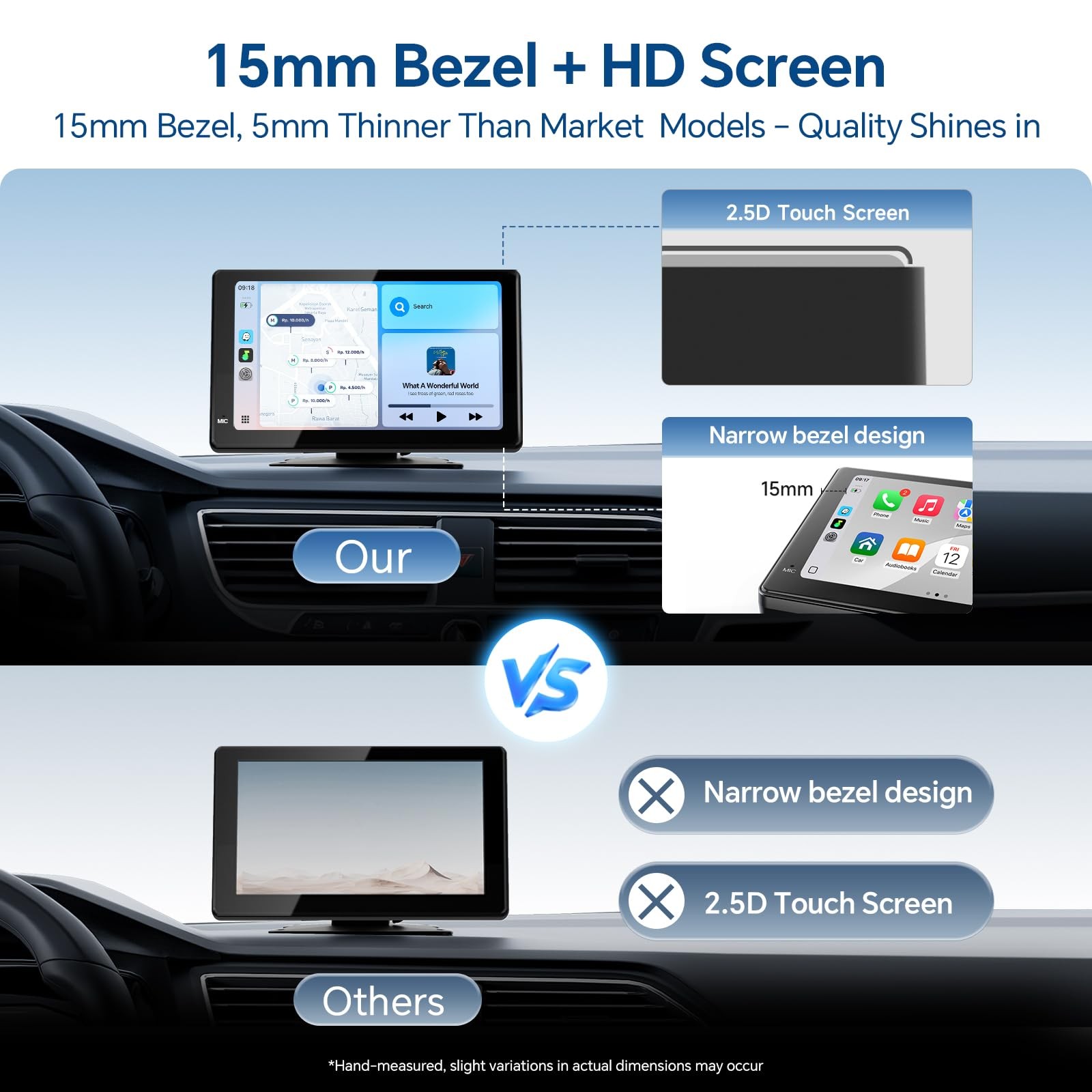 Estéreo Inalámbrico Para Coche Pantalla Táctil HD 7″ con CarPlay y Android Auto