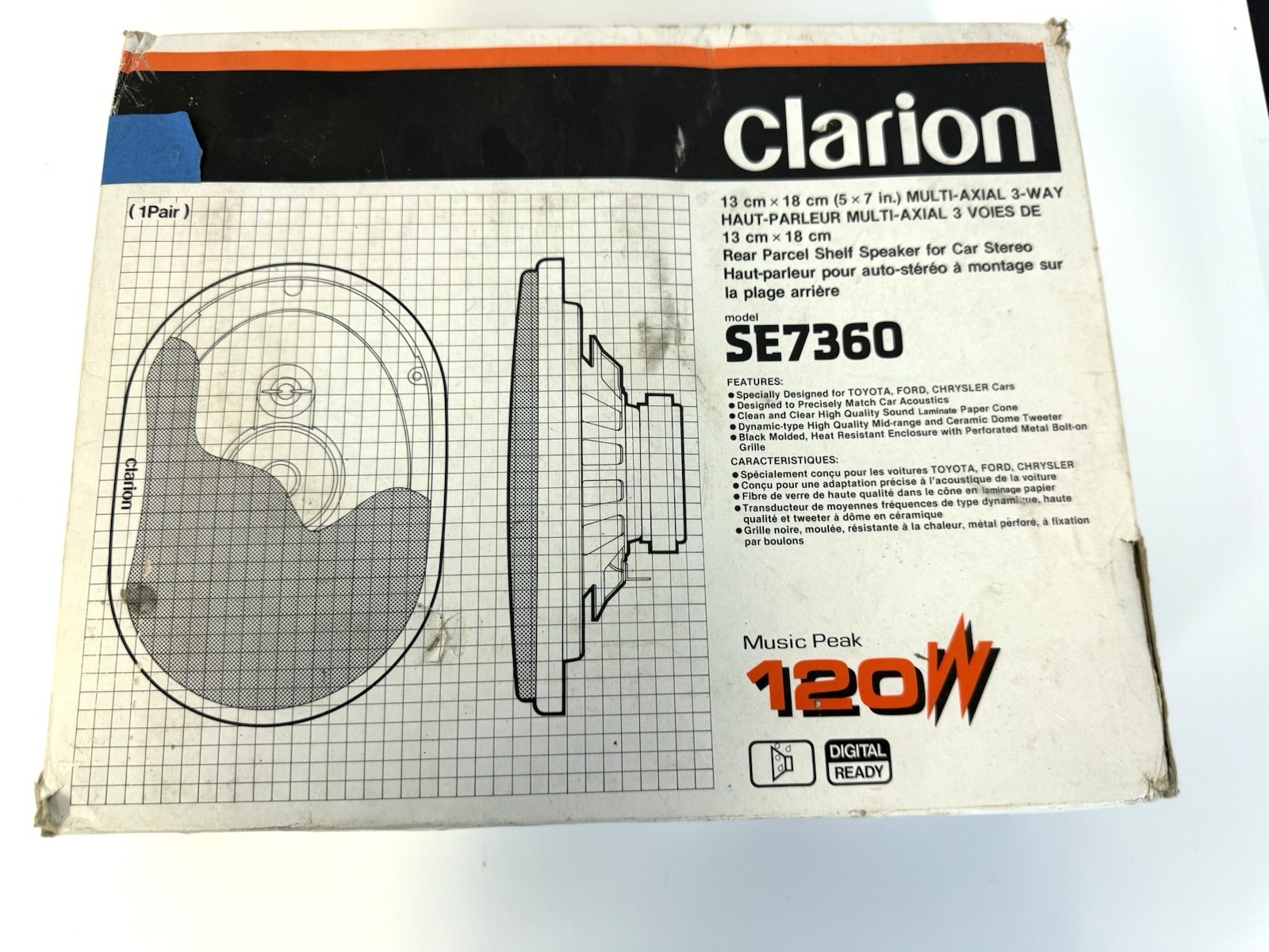 Clarion Car Audio SE7360 Speaker 5×7 – 120w (Toyota, Ford, Chrysler) Vintage