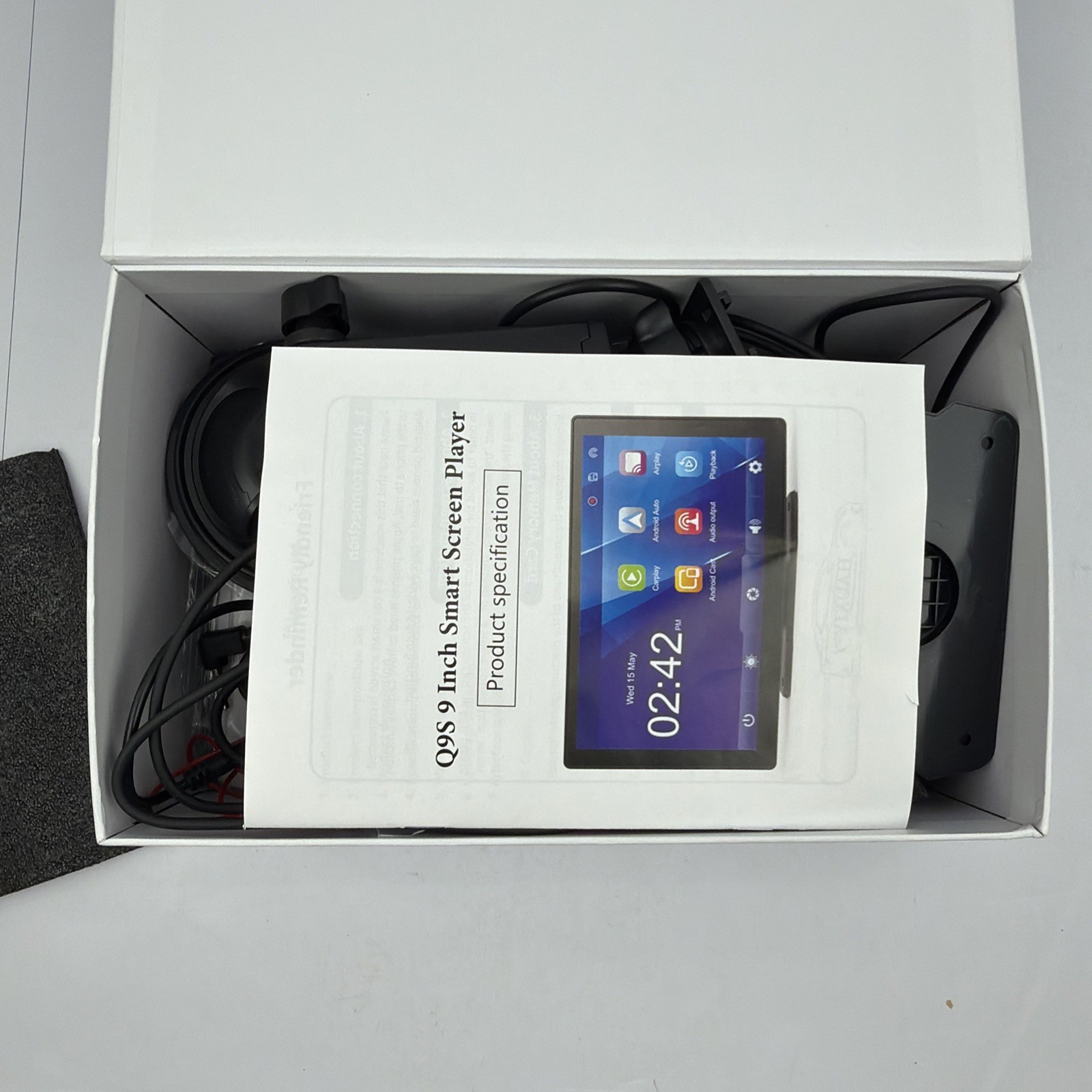 Q9S Wireless 9” Smartscreen Stereo CarPlay Android Auto Bluetooth Car Display