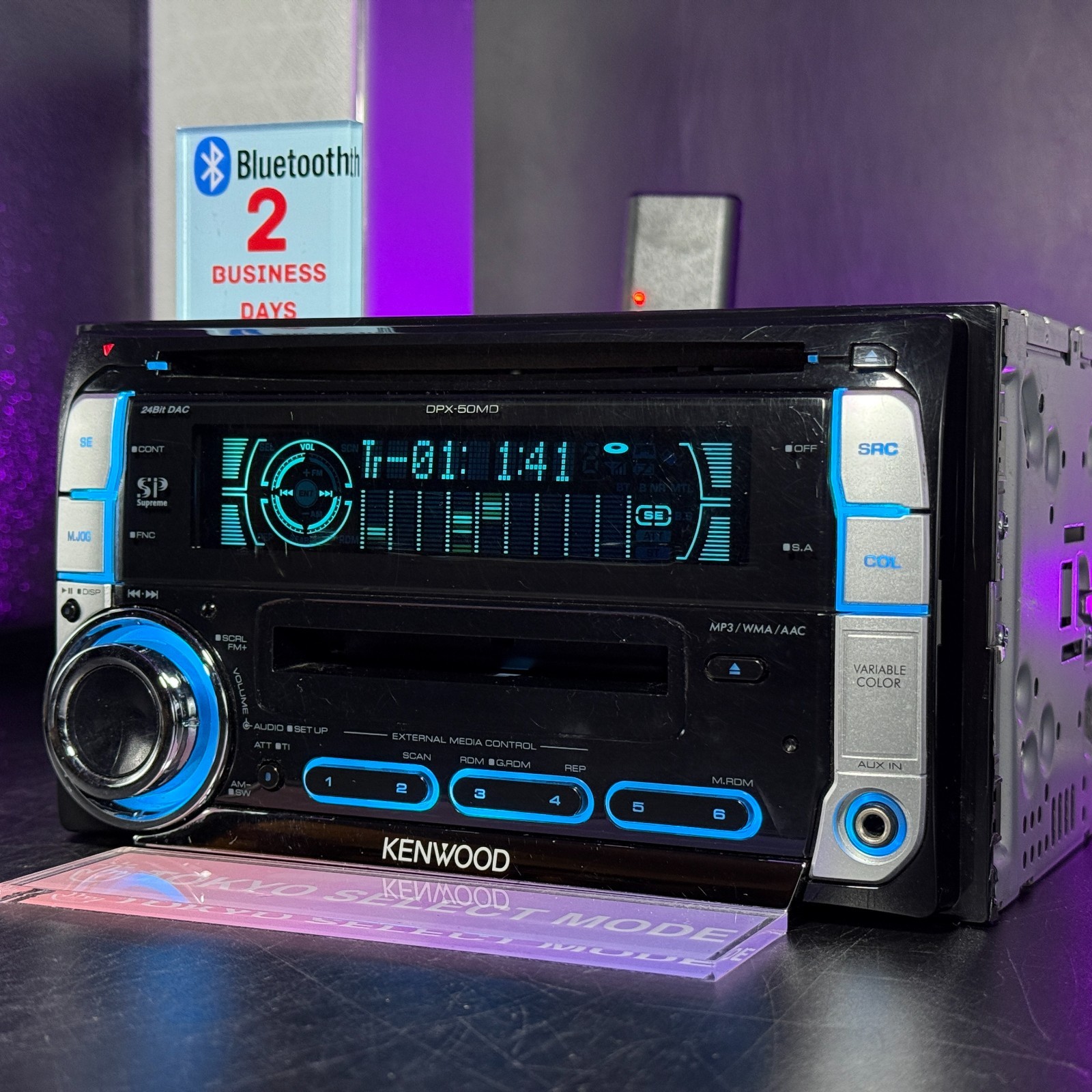 Kenwood DPX-50MD 2DIN CD MD Player Car Stereo Added Bluetooth JDM Tested Stock
