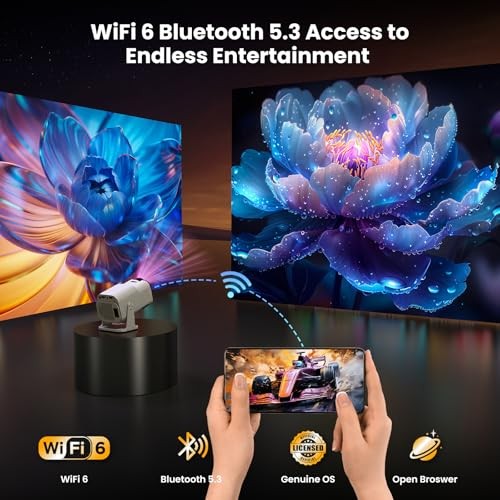 4K Smart Projector [Auto Screen Correction & 3D Audio WhaleTV (Black-and-white)