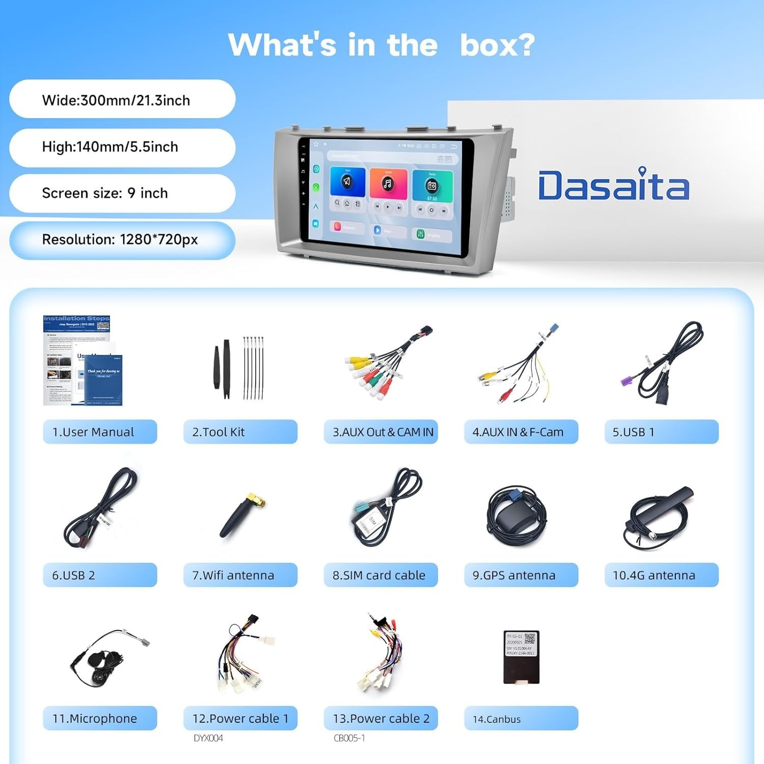 Dasaita Android 13 Car Stereo for Toyota Camry 2007-2011 DTS Support OEM Camera