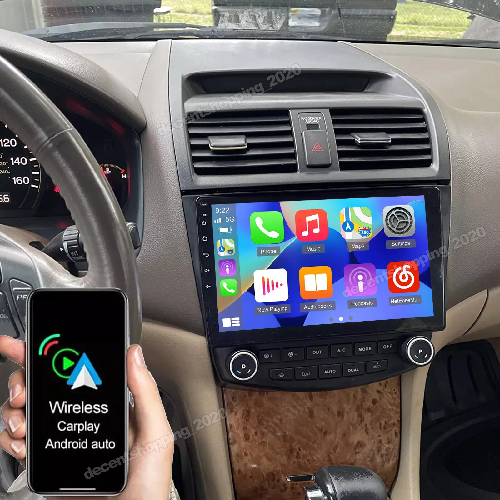 Carplay For Honda Accord 2003-07 10″ Android 15 Stereo Car Radio GPS Headunit FM