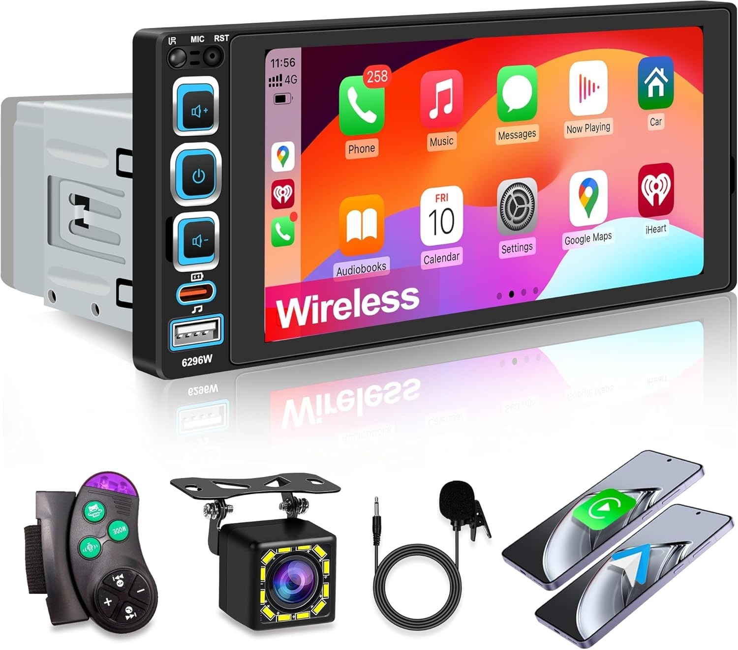 Power Acoustic Single DIN 6.5″ Touchscreen Car Stereo Apple Carplay