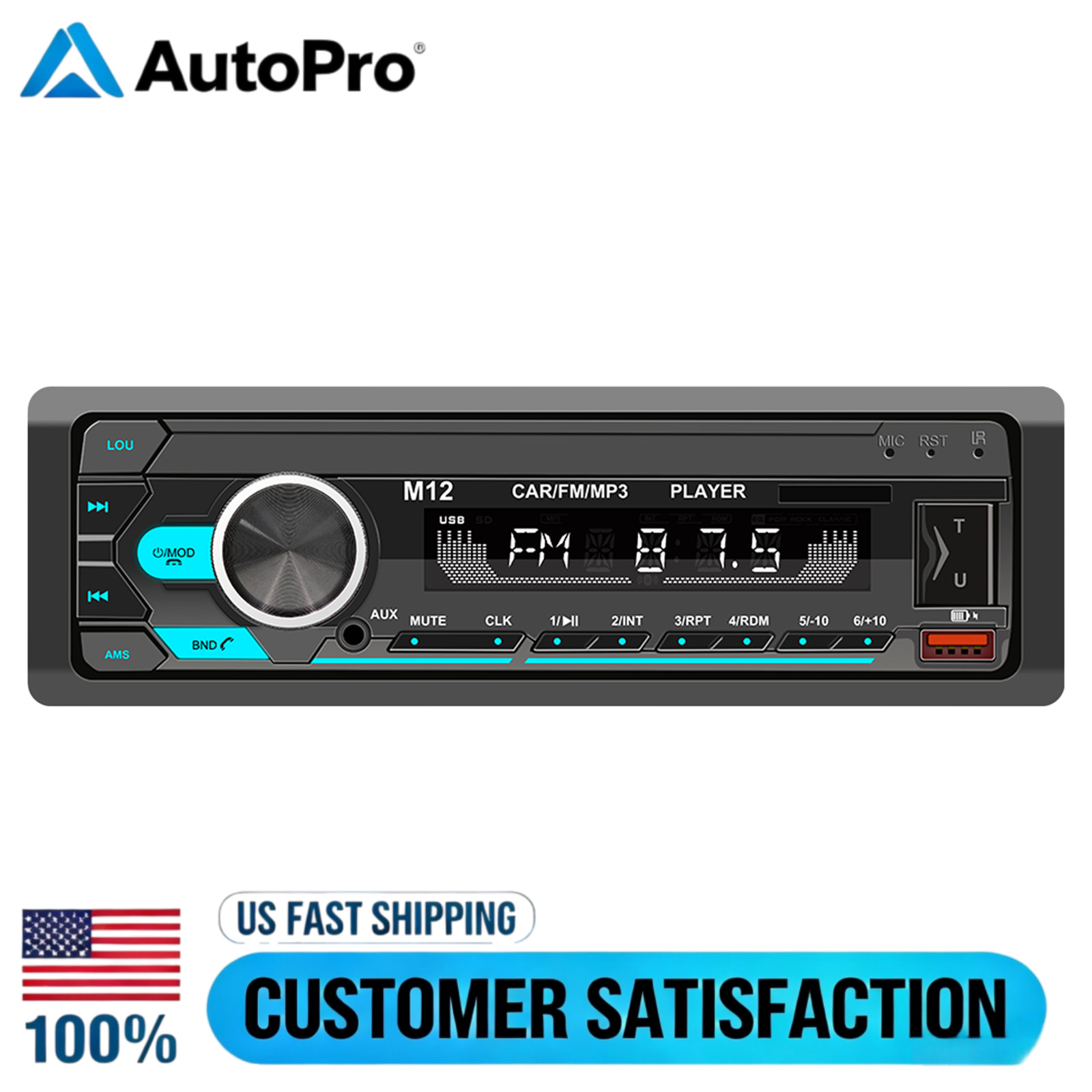 M12 Audio Systems 616UAB Car Stereo, Bluetooth, MP3, USB, Aux In, AM/FM Radio US