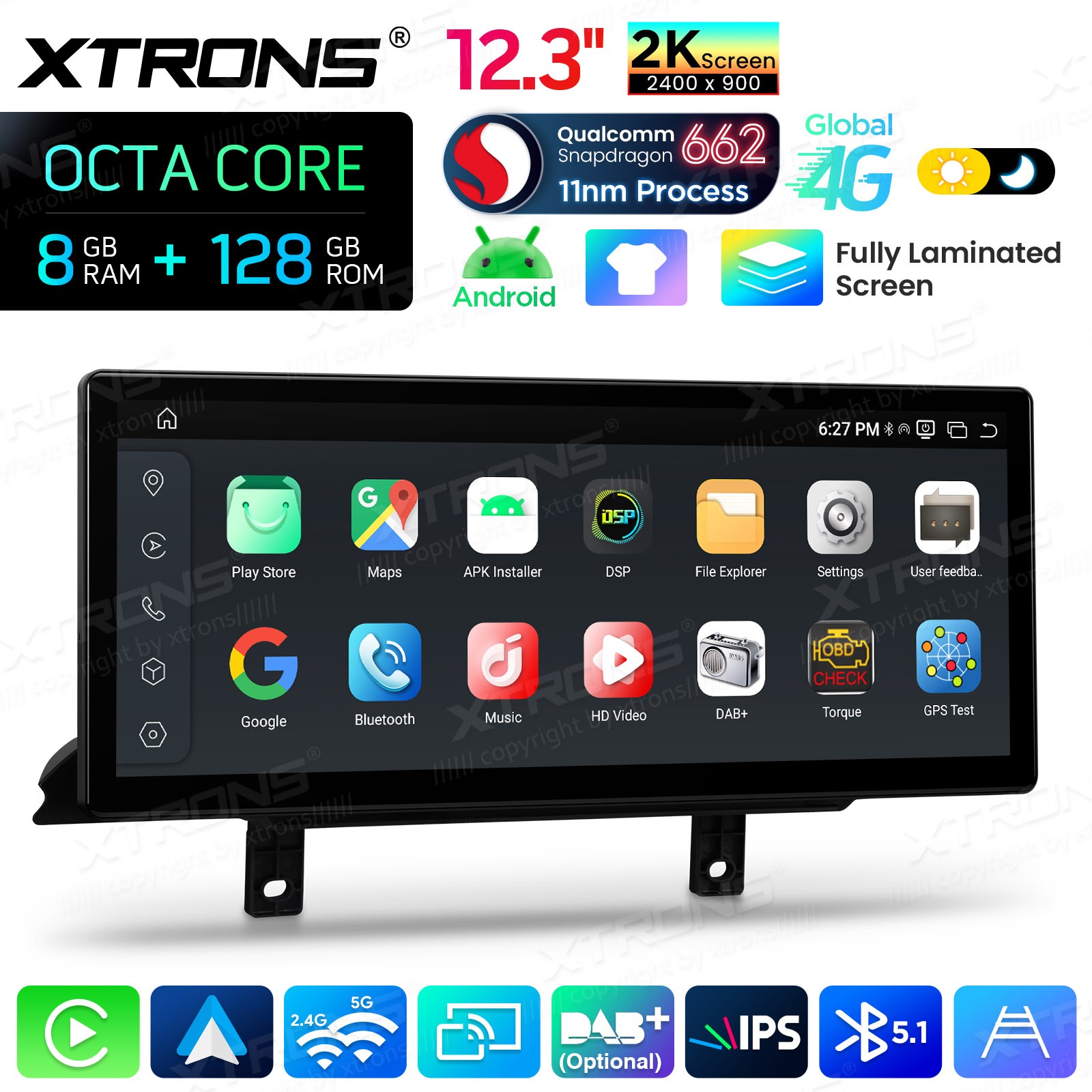 For BMW F30 F31 F32 F33 F36 Android Navigation 12.3″ Screen 2K IPS 8G 128GB WiFi