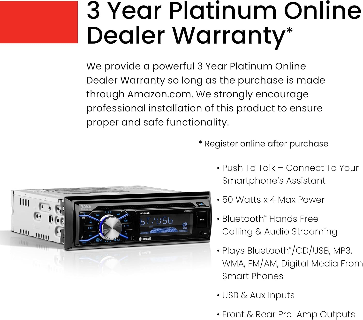 Explore Superior Audio with the 508UAB Bluetooth Car Stereo: CD, USB + Aux-in
