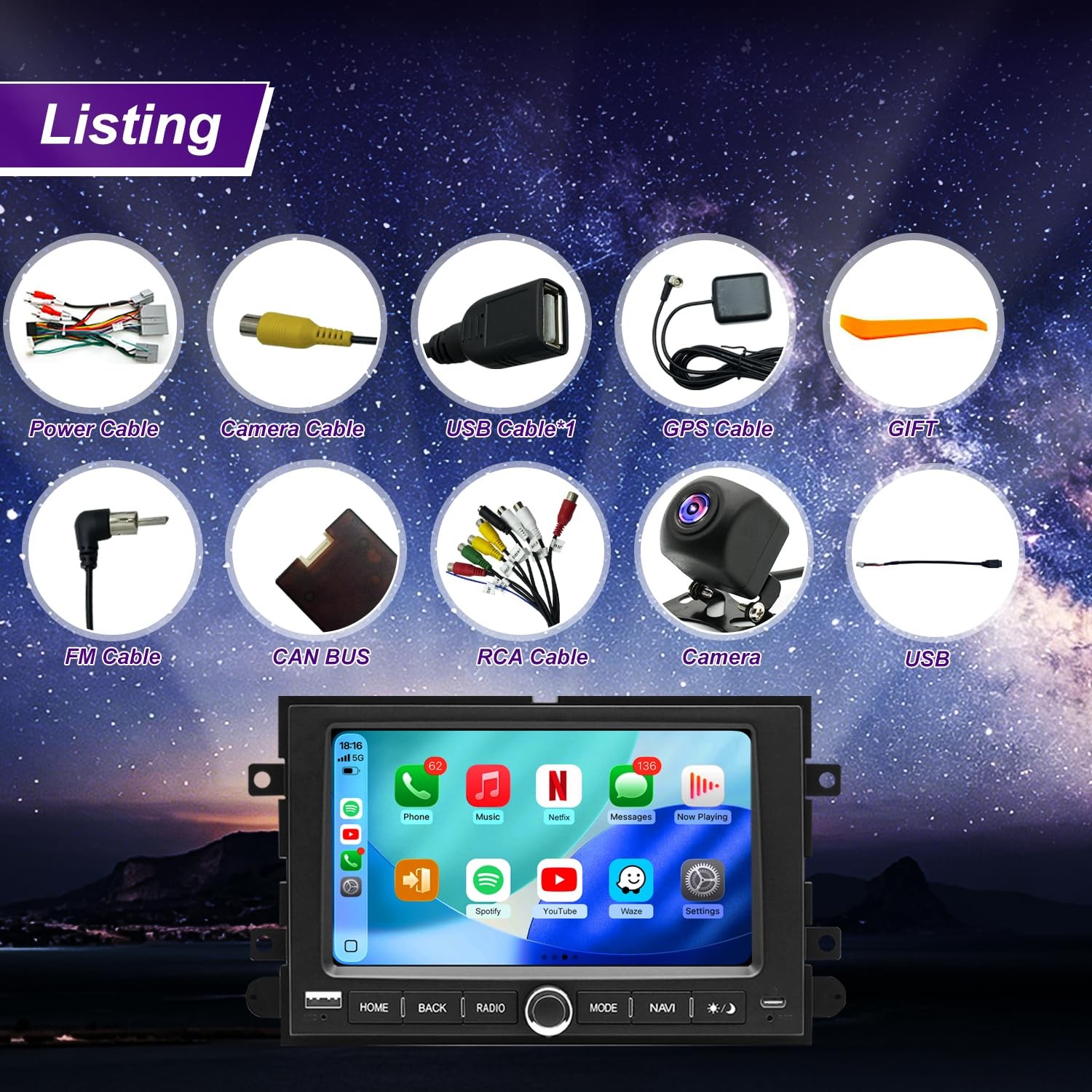 5G WiFi Touchscreen Radio for Ford F150 F250 F350 2004-2016, CarPlay GPS